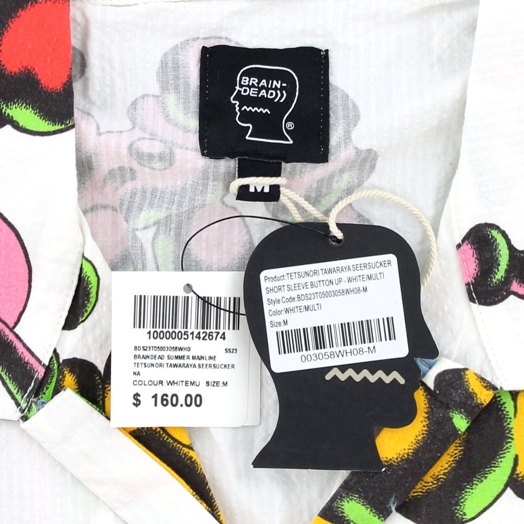 Brain Dead Brain Dead Tetsunori Tawaraya Seersucker Button-Up Shirt Mens M White/ Multi Graphic Print Casual, Travel, Workwear, Relaxed Fit Size US M / EU 48-50 / 2 - 3 Thumbnail