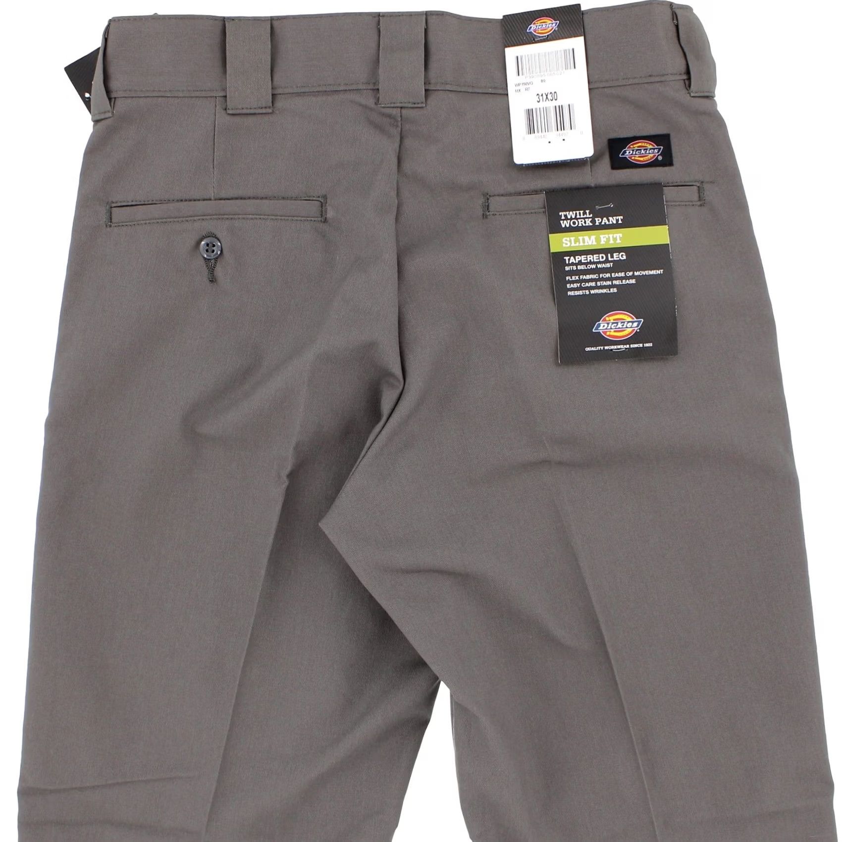 Dickies Dickies Mens Flex Pants Slim Fit Work Pant Tapered Leg 100% Cotton WP150VG Gray 31x30 Mens Pants Slim Waist 31x30 Gray Dickies Flex WP150VG Size US 31 - 4 Thumbnail