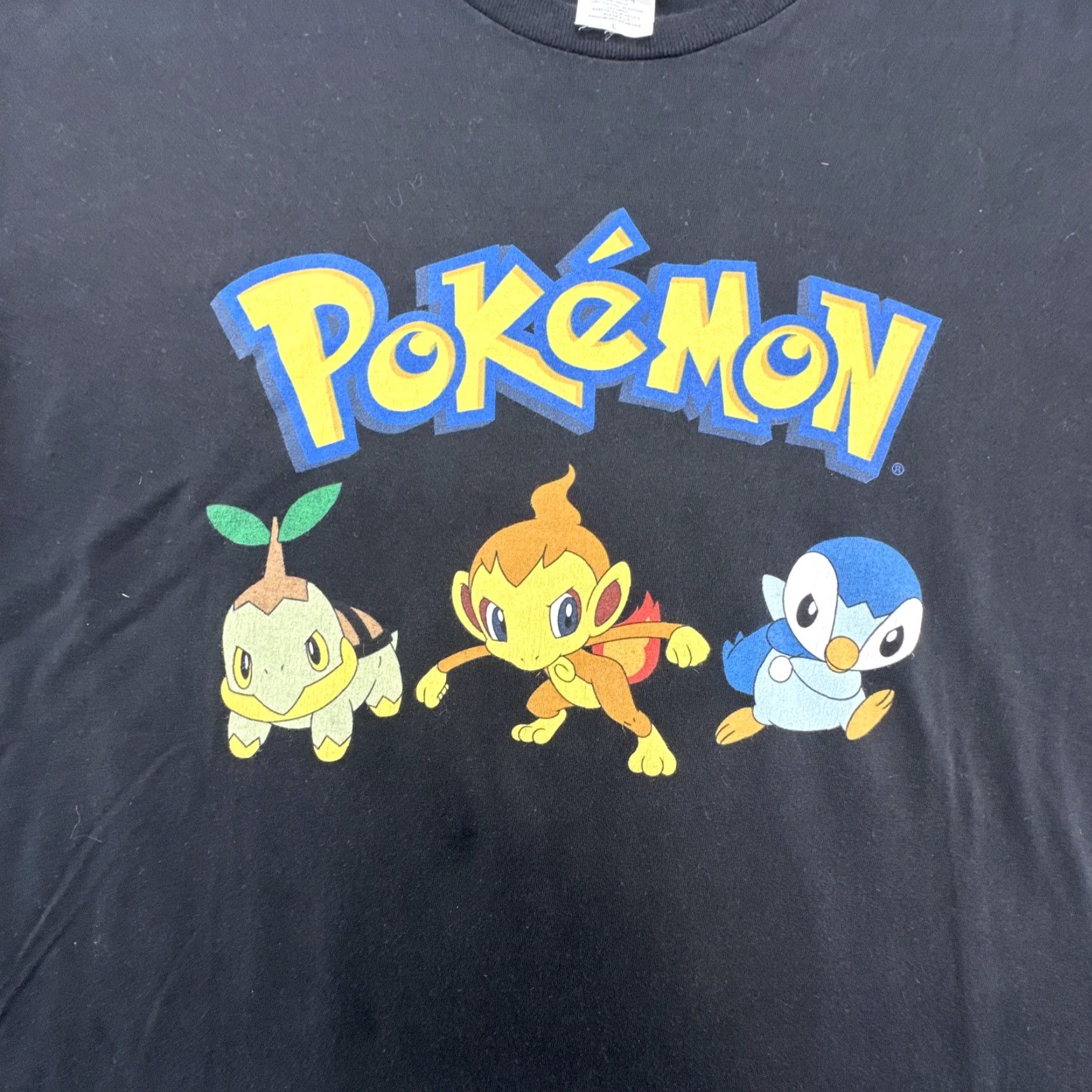 Nintendo 2007 Pokemon Giant T-Shirt Men XL Black Piplup Chimchar Turtwig Snag Sz-L Shirt Size US XL / EU 56 / 4 - 3 Thumbnail
