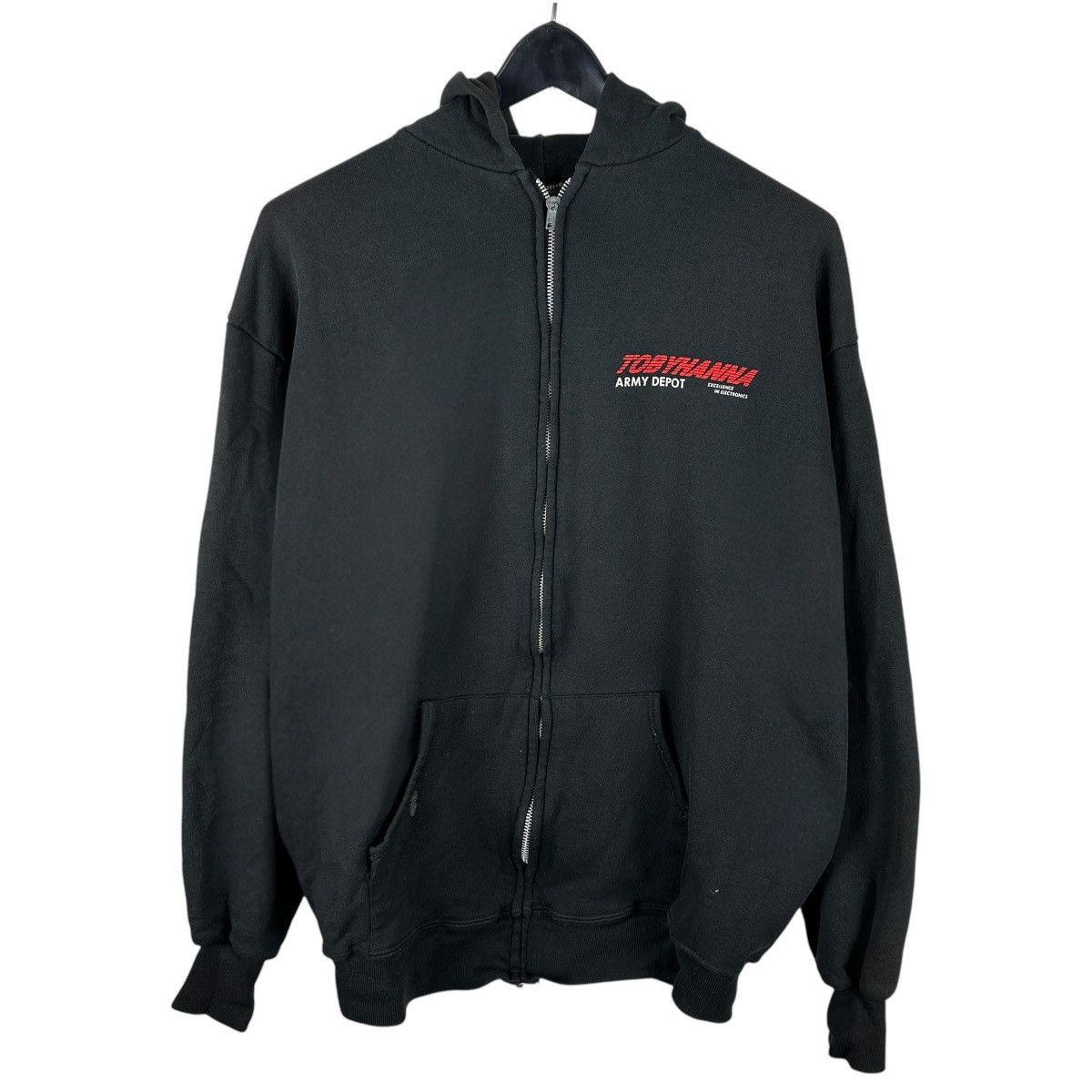 Vintage Vintage 90s Toby Hanna Army Depot Faded Full Zip Hoodie Size US XL / EU 56 / 4 - 1 Thumbnail