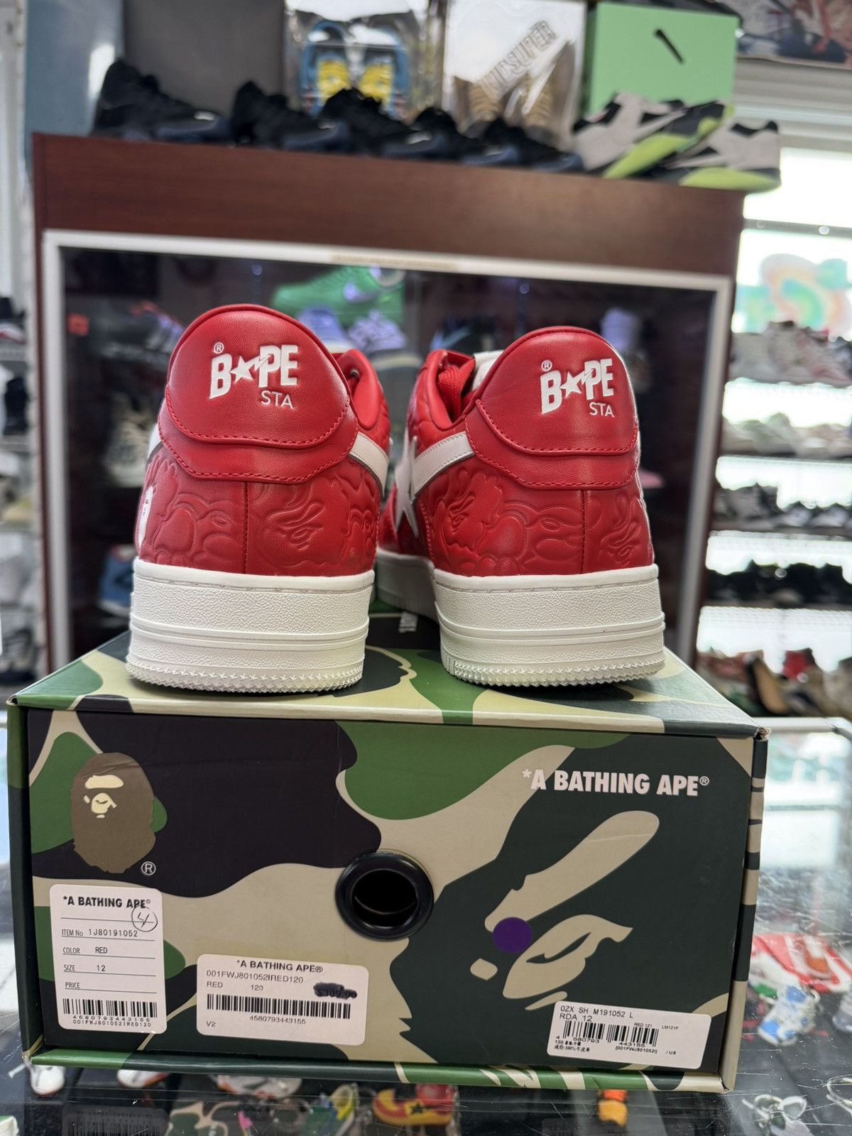 Bape Bape Bapestas (red/white) Size US 12 / EU 45 - 4 Thumbnail