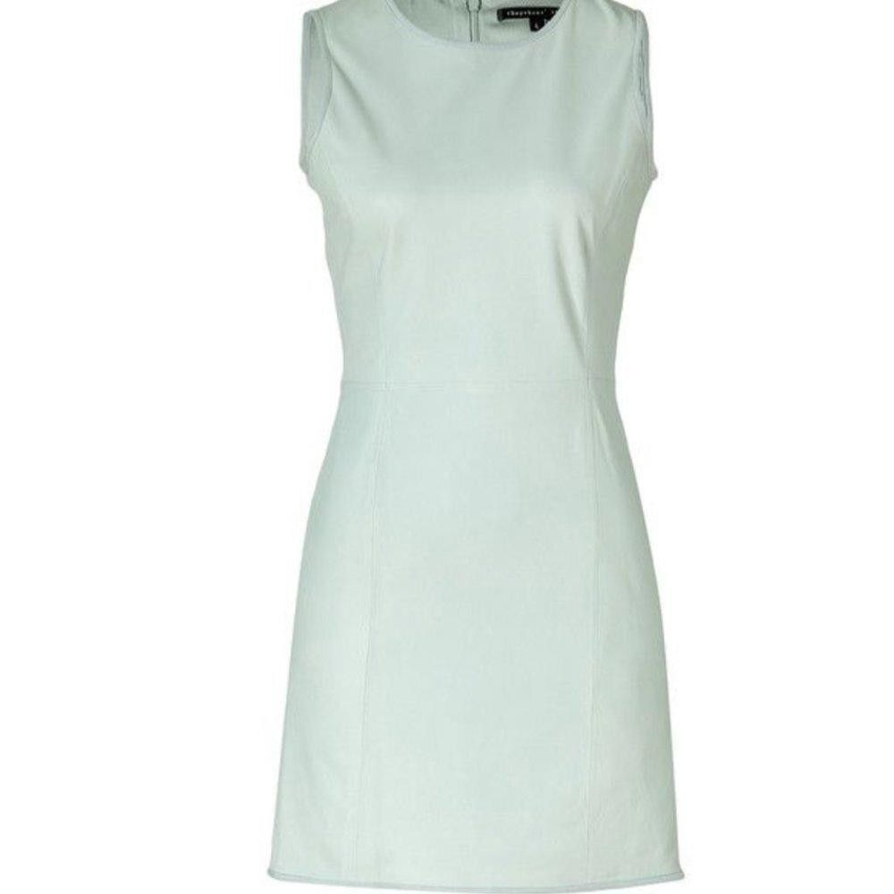 Olivier Theyskens THEYSKENS' THEORY Green Leather Sleveless Dimo Mini Dress Size S / US 4 / IT 40 - 1 Thumbnail