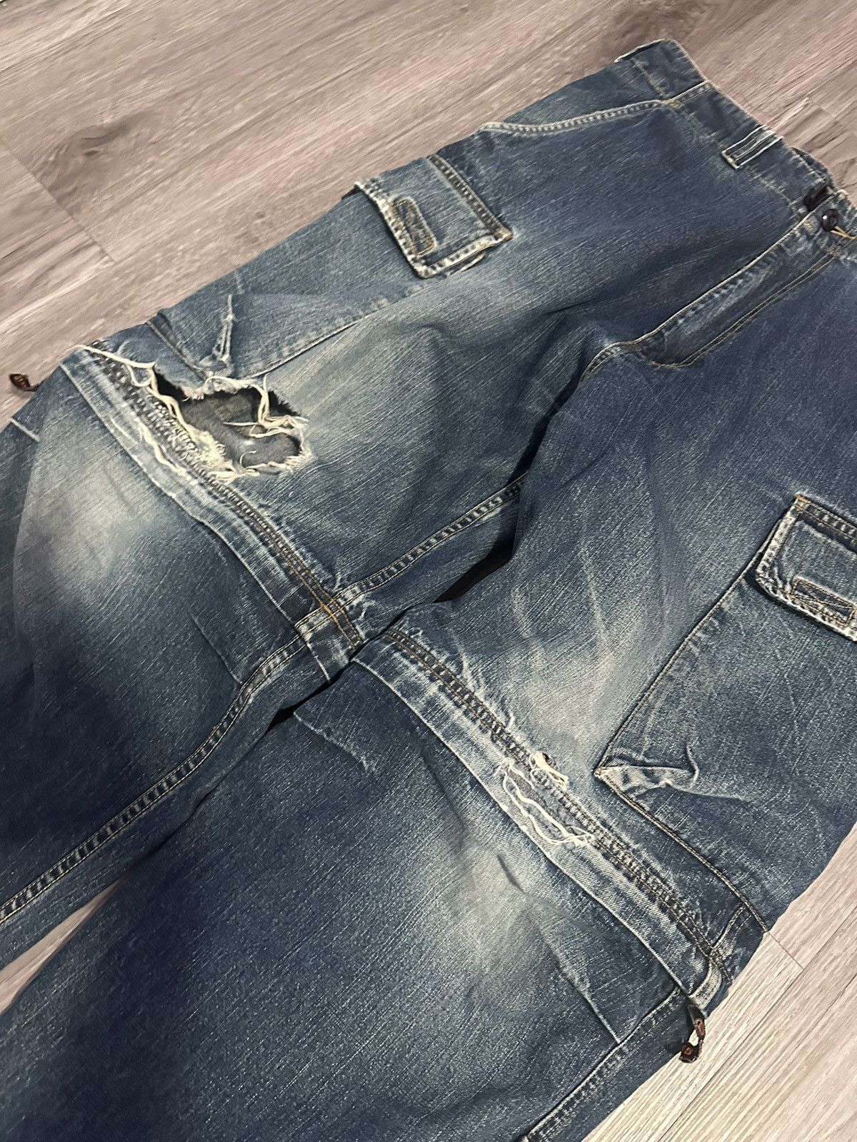 JNCO × Japanese Brand Vintage Japanese Brand Baggy Ripped Carpenter Cargo Jeans Size US 34 / EU 50 - 3 Thumbnail