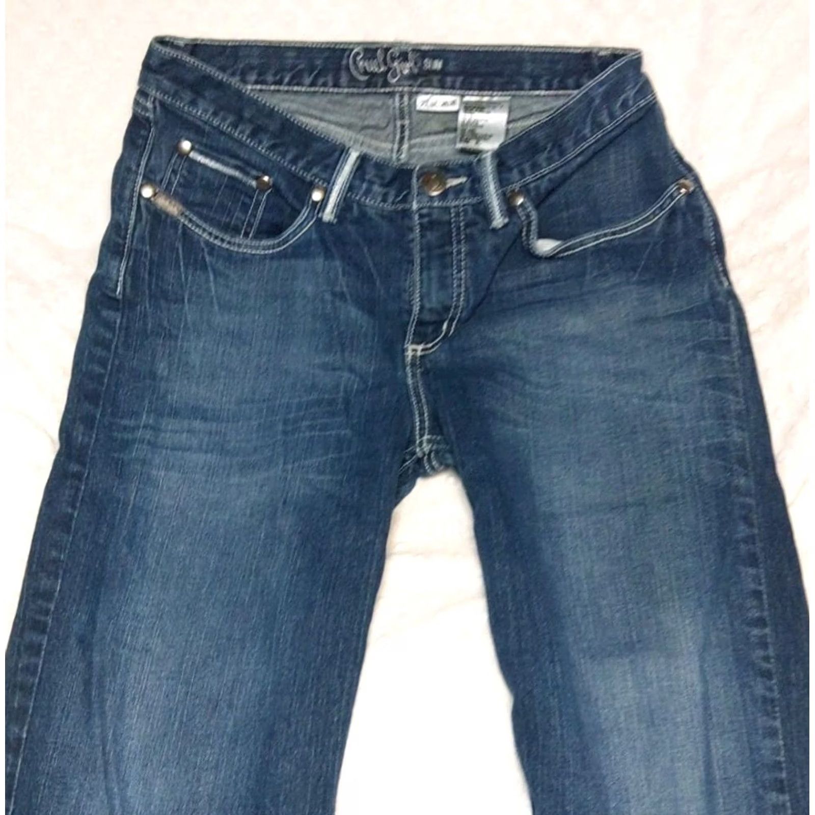 Vintage Cruel Girl Jeans Caroline Slim 9 Long Dark Wash 29x33 Denim Stretch 5-Pocket Womens Straight Blue Size 30" / US 8 / IT 44 - 4 Thumbnail