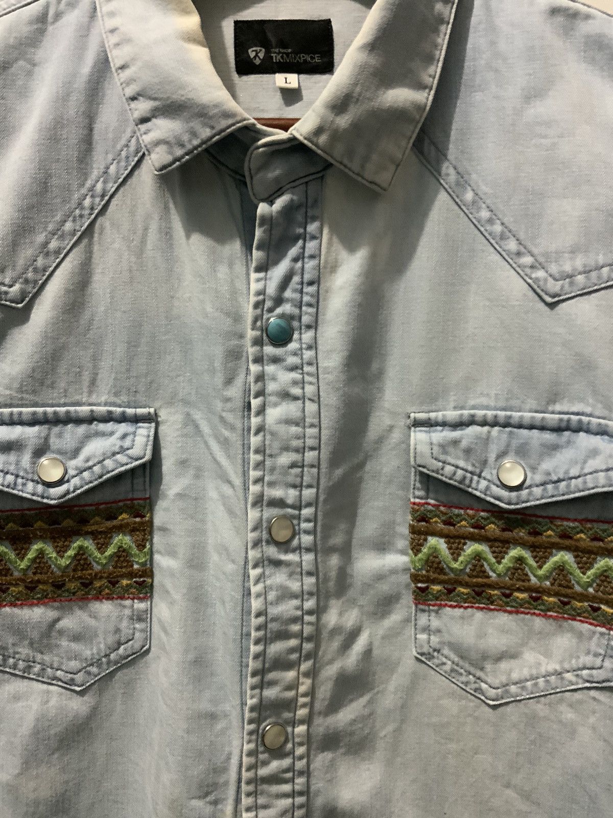 Japanese Brand TK Mix Piece Sashiko Fade Denim Size US L / EU 52-54 / 3 - 6 Thumbnail