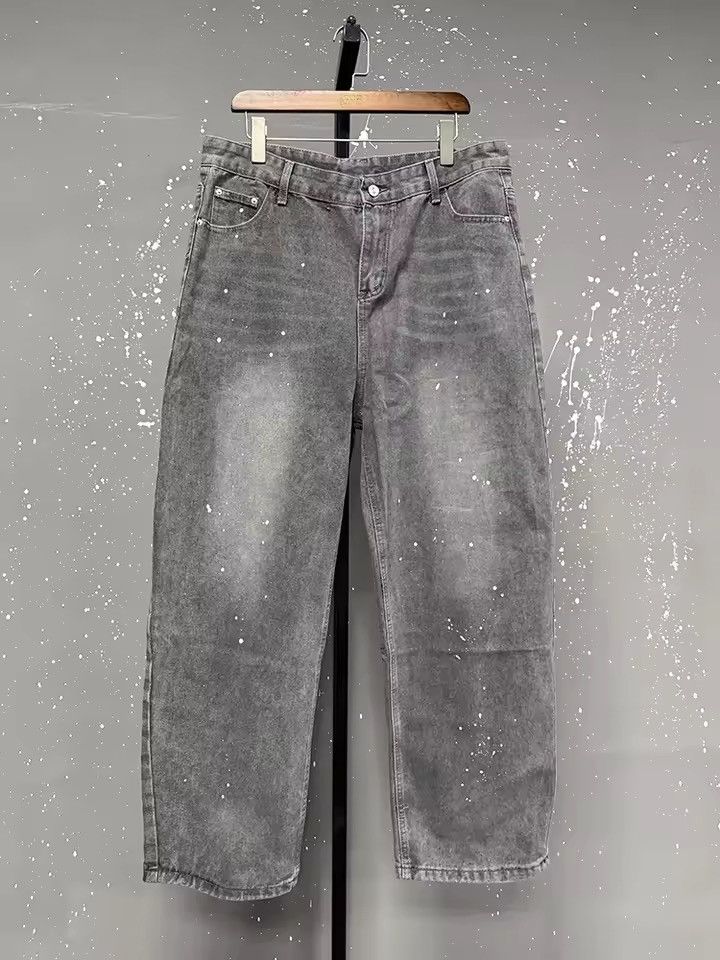 Jean Wide Leg Baggy Jeans with Paint Splatter Detail Size US 31 - 6 Thumbnail