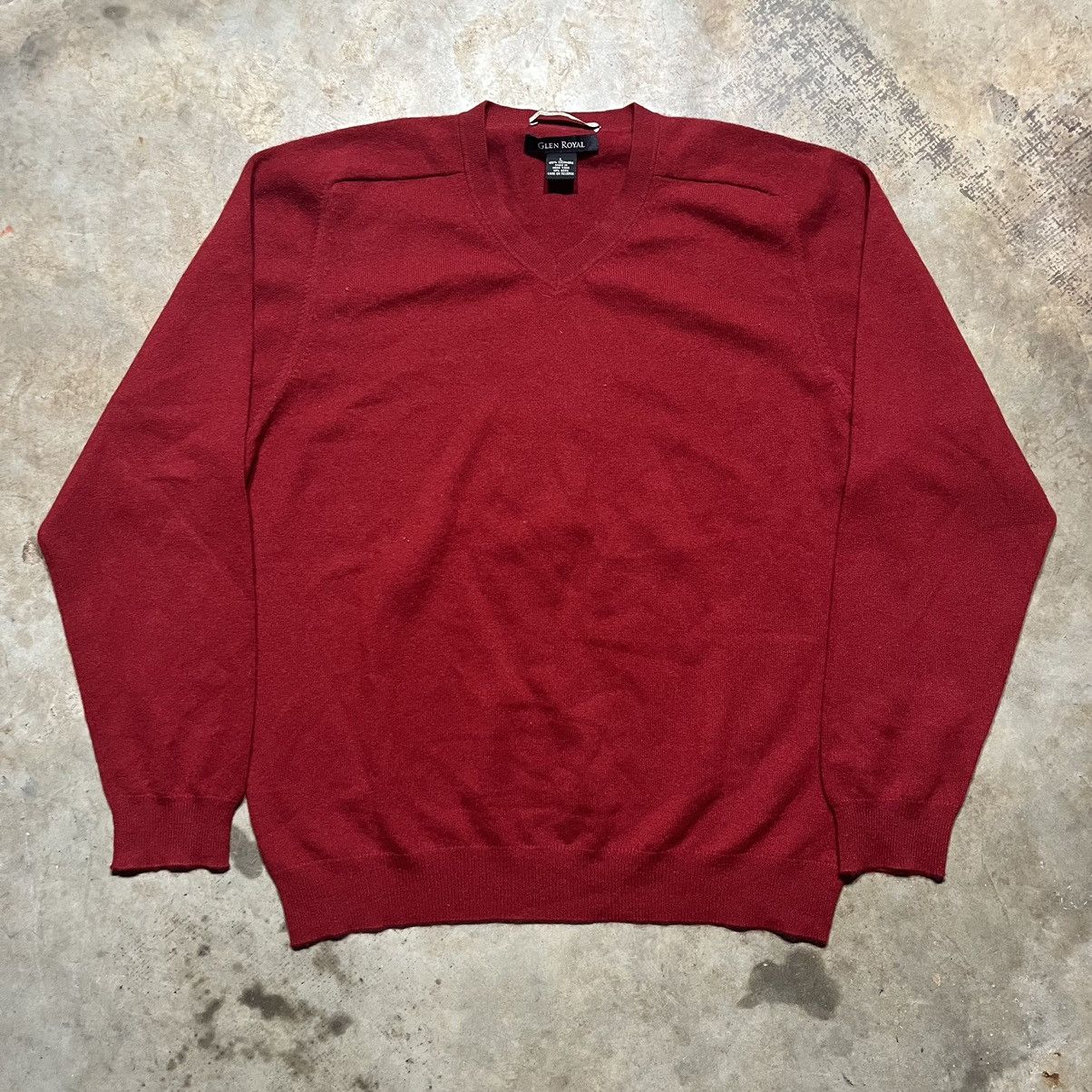 Vintage Vintage 2000s Glen Royal Red VNeck Cashmere Sweater Grailed
