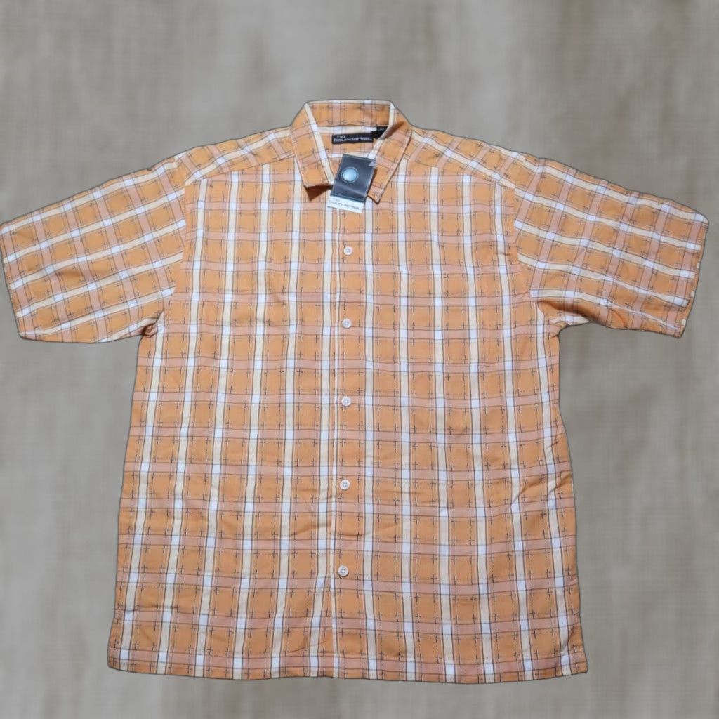 Vintage No Boundaries Shirt Adult M Orange Plaid Short Sleeve Button-Up 100% Cotton Casual Mens Size US M / EU 48-50 / 2 - 1 Thumbnail