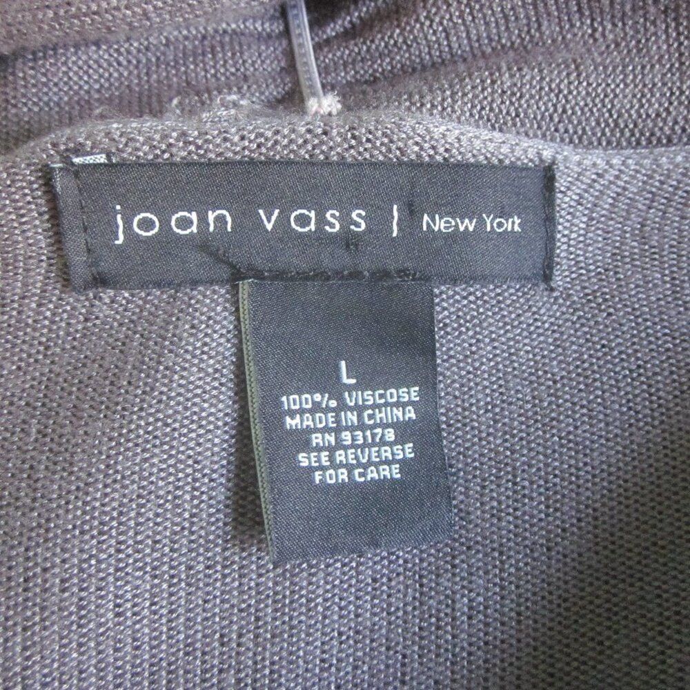Vass Joan Vass Womens Size L Gray Tight Knit Open Front Long Car Size L / US 10 / IT 46 - 2 Thumbnail