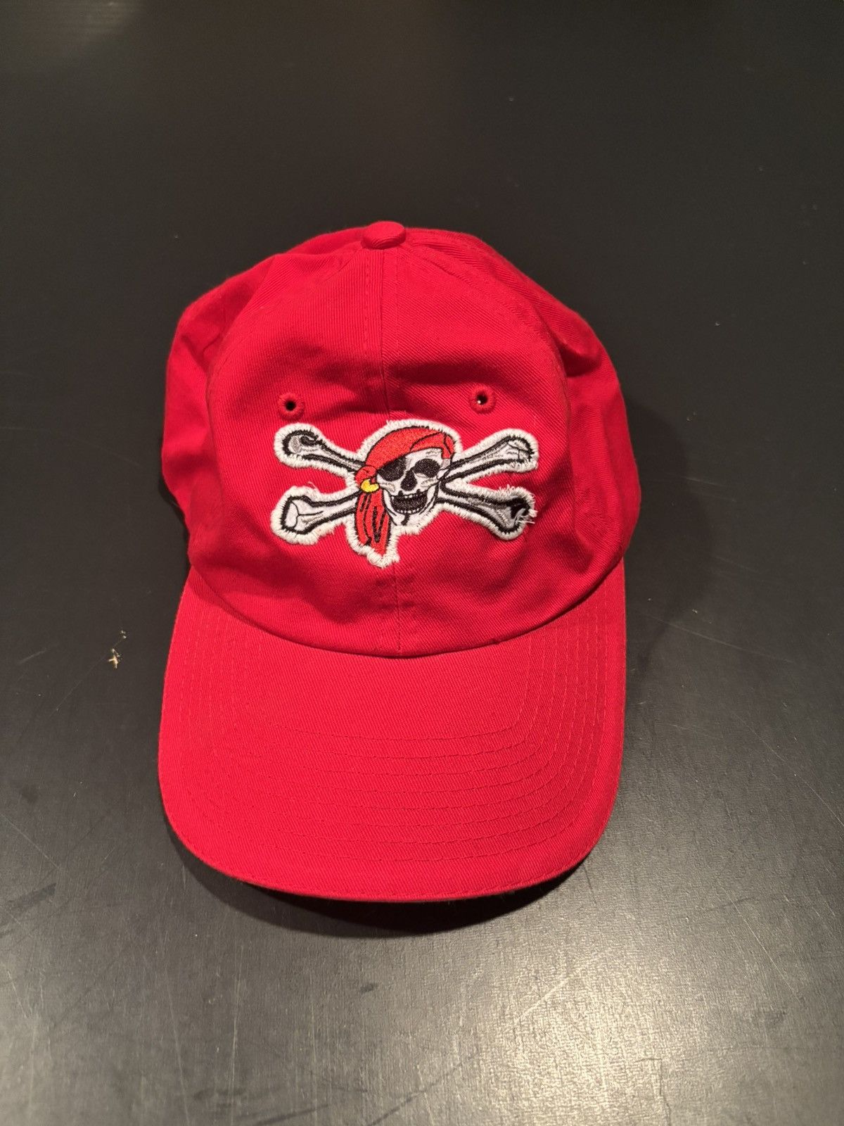 Other Red Custom Embroidered Skull Patch Red Baseball Hat Size ONE SIZE - 1 Thumbnail