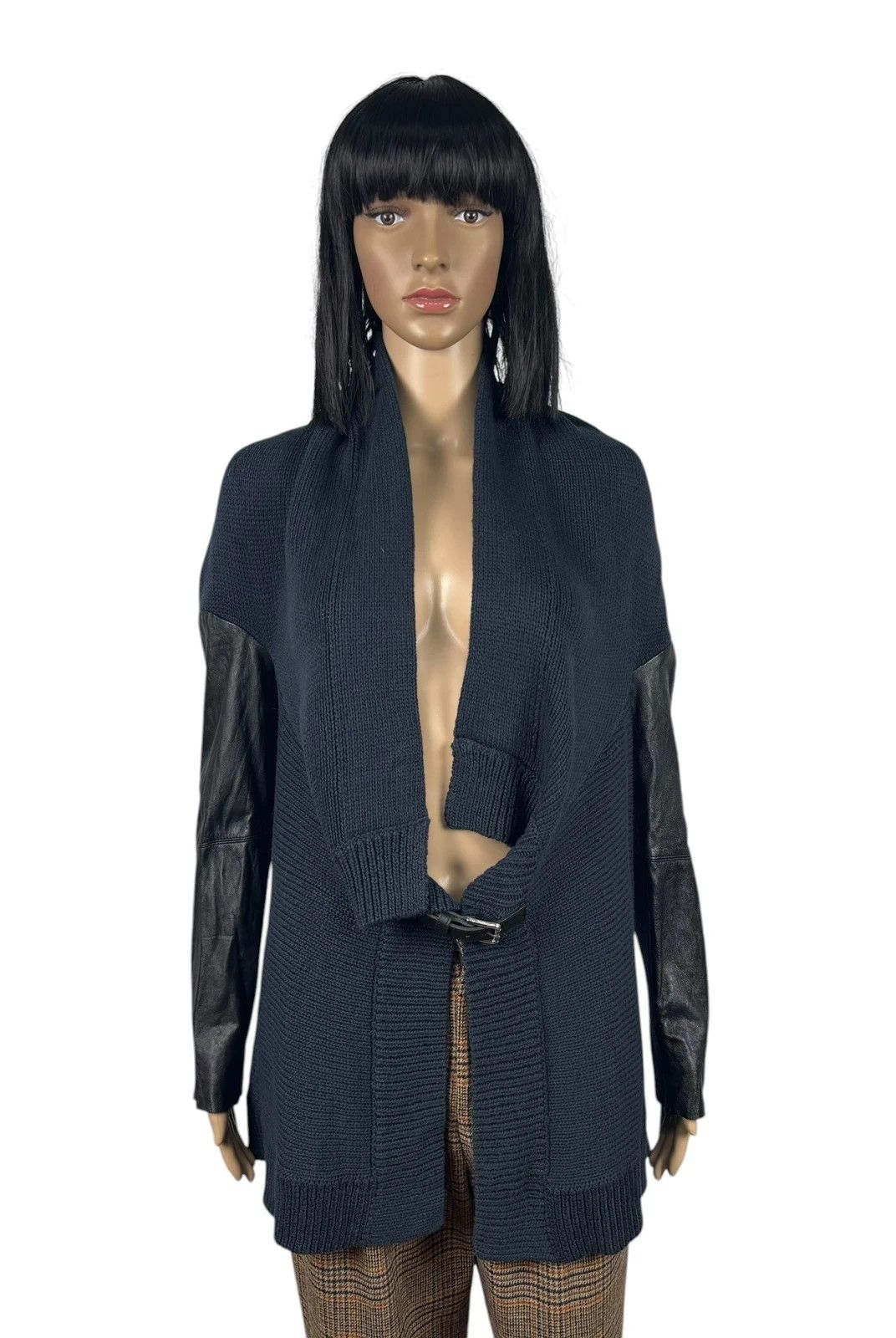 Maje Maje Knit Cardigan Leather Sleeves size 3 Size M / US 6-8 / IT 42-44 - 1 Thumbnail