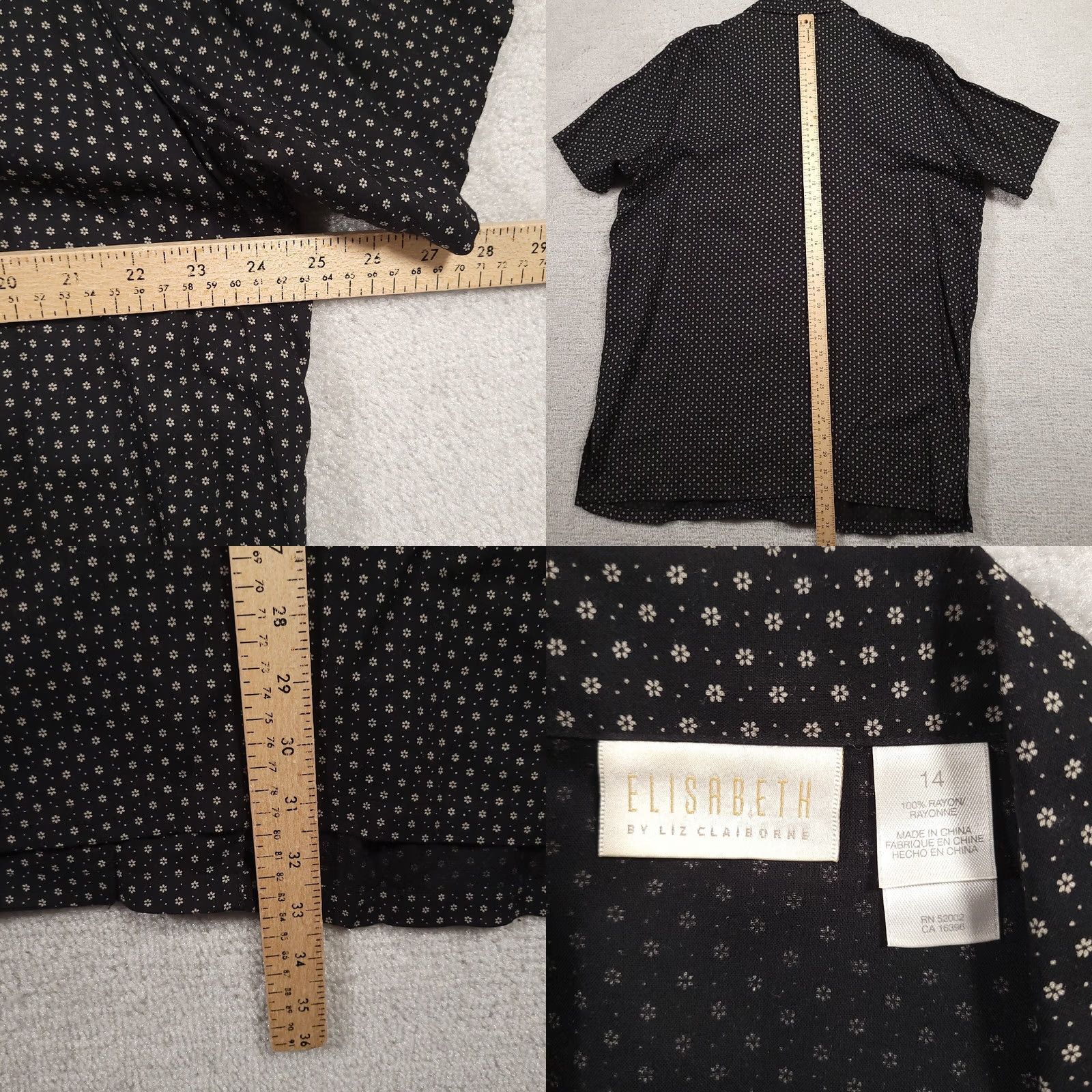 Liz Claiborne Liz Claiborne Button-Up Tunic Top Womens 14 Black Floral Blouse Shirt Size XL / US 12-14 / IT 48-50 - 8 Thumbnail