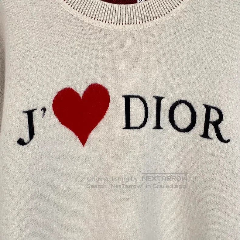 Dior Dior Apricot-coloured love letter inlaid cashmere round-ne Size M / US 6-8 / IT 42-44 - 4 Thumbnail