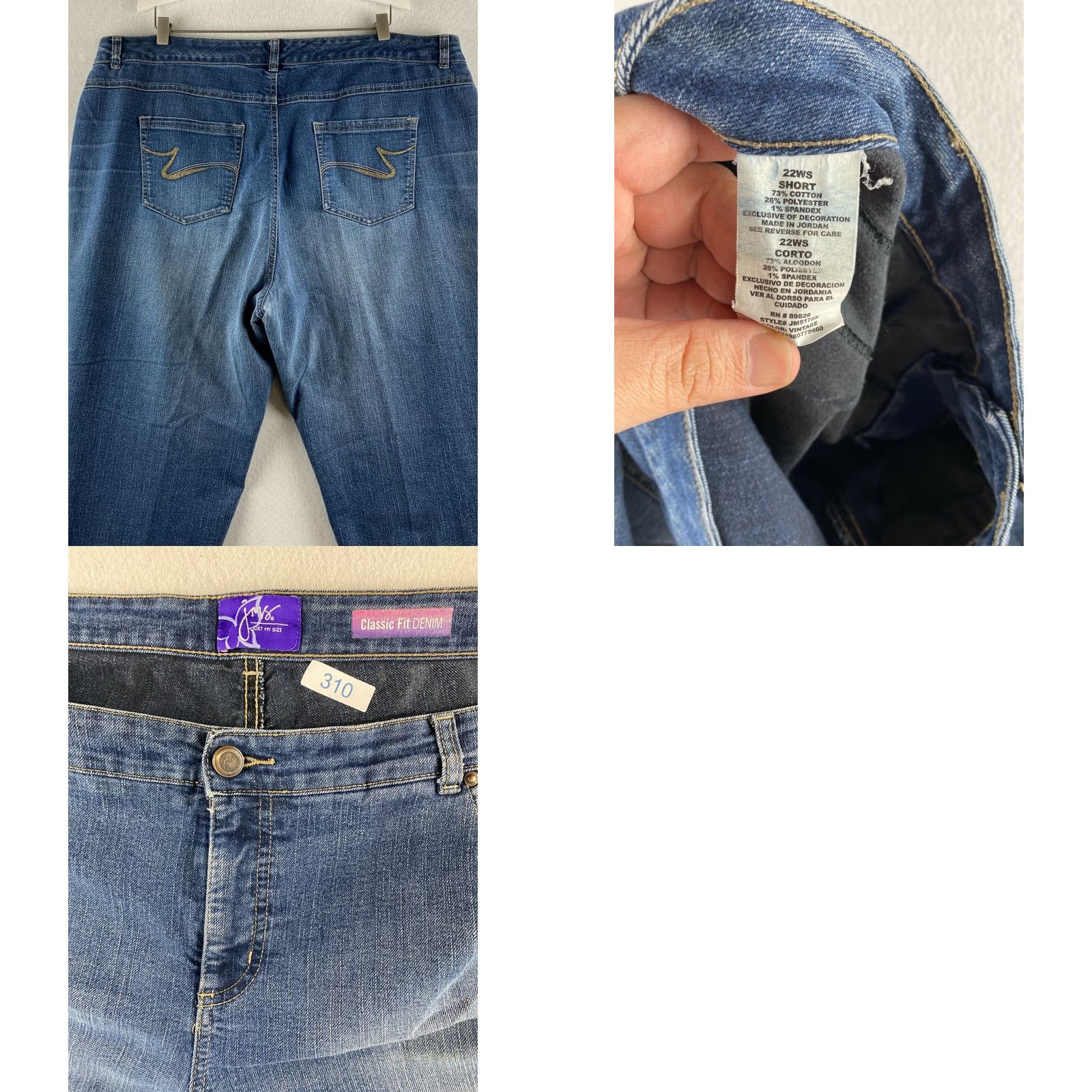 Vintage JMS Just My Size Jeans Womens 22W Blue Capri Denim Short Stretch Classic Fit Shirt? Size 40" / US 18 - 8 Thumbnail