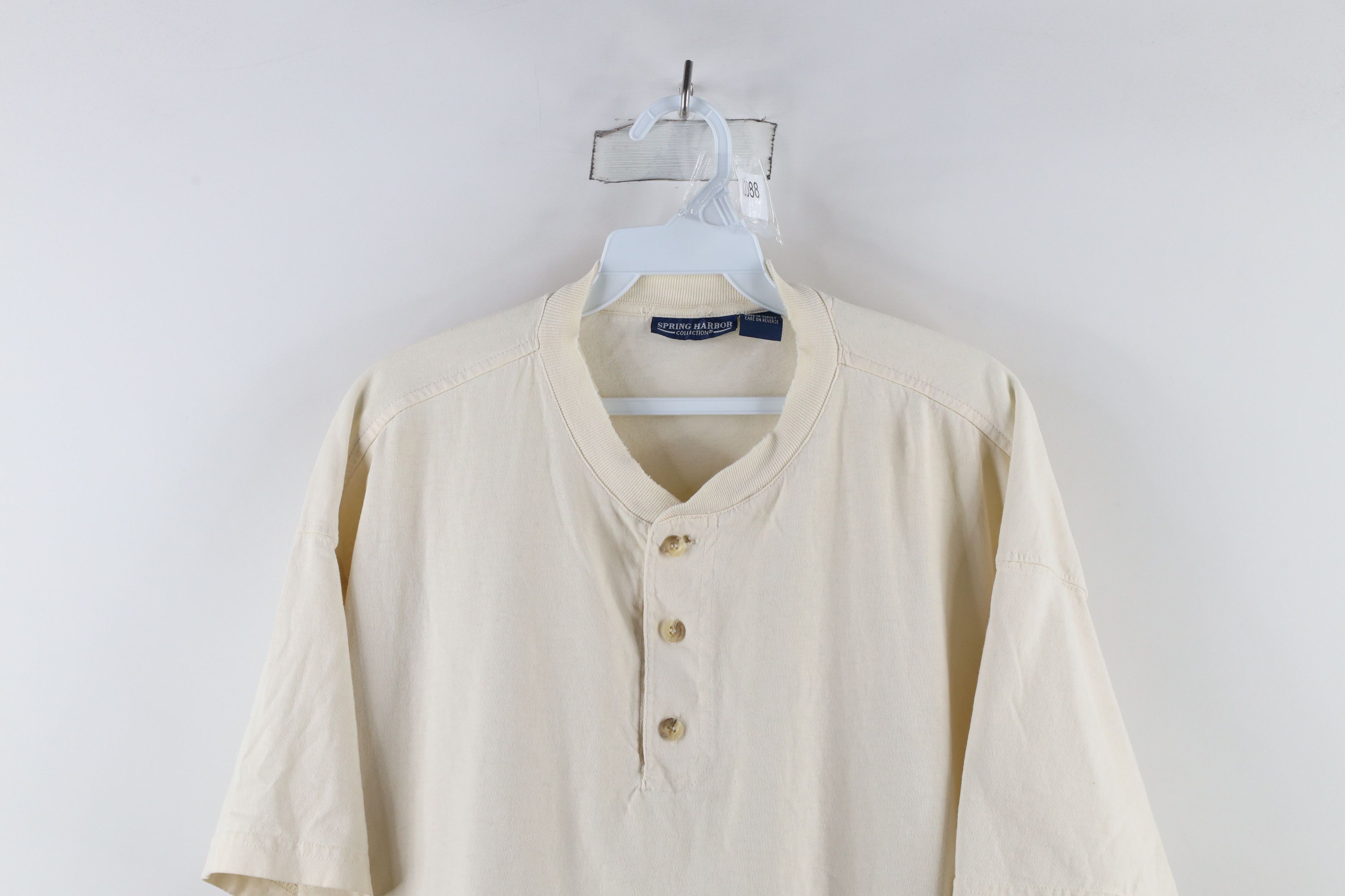 Vintage Vintage 90s Streetwear Short Sleeve Henley T-Shirt Cream Size US L / EU 52-54 / 3 - 2 Thumbnail
