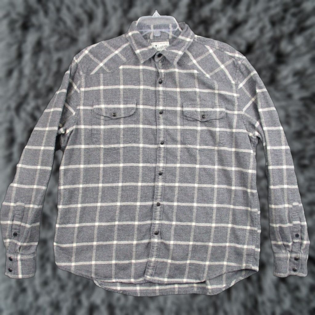 Lucky Brand Lucky Brand Pearl Snap Shirt Mens Large Plaid Western Southwestern Classic Fit Cord Collar Pocket Red Cotton Button-Up Shirt (No Flaws) Size US L / EU 52-54 / 3 - 1 Thumbnail