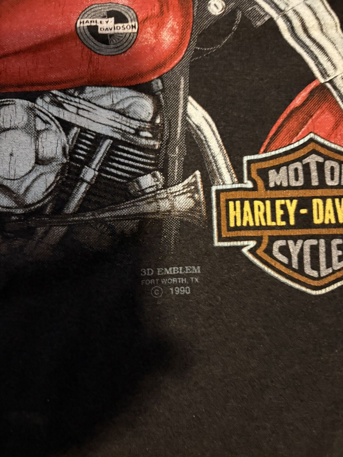 Harley Davidson 1990 Vintage Harley Davidson Panhead Fever 3D Emblem T-shirt Size US XL / EU 56 / 4 - 2 Thumbnail