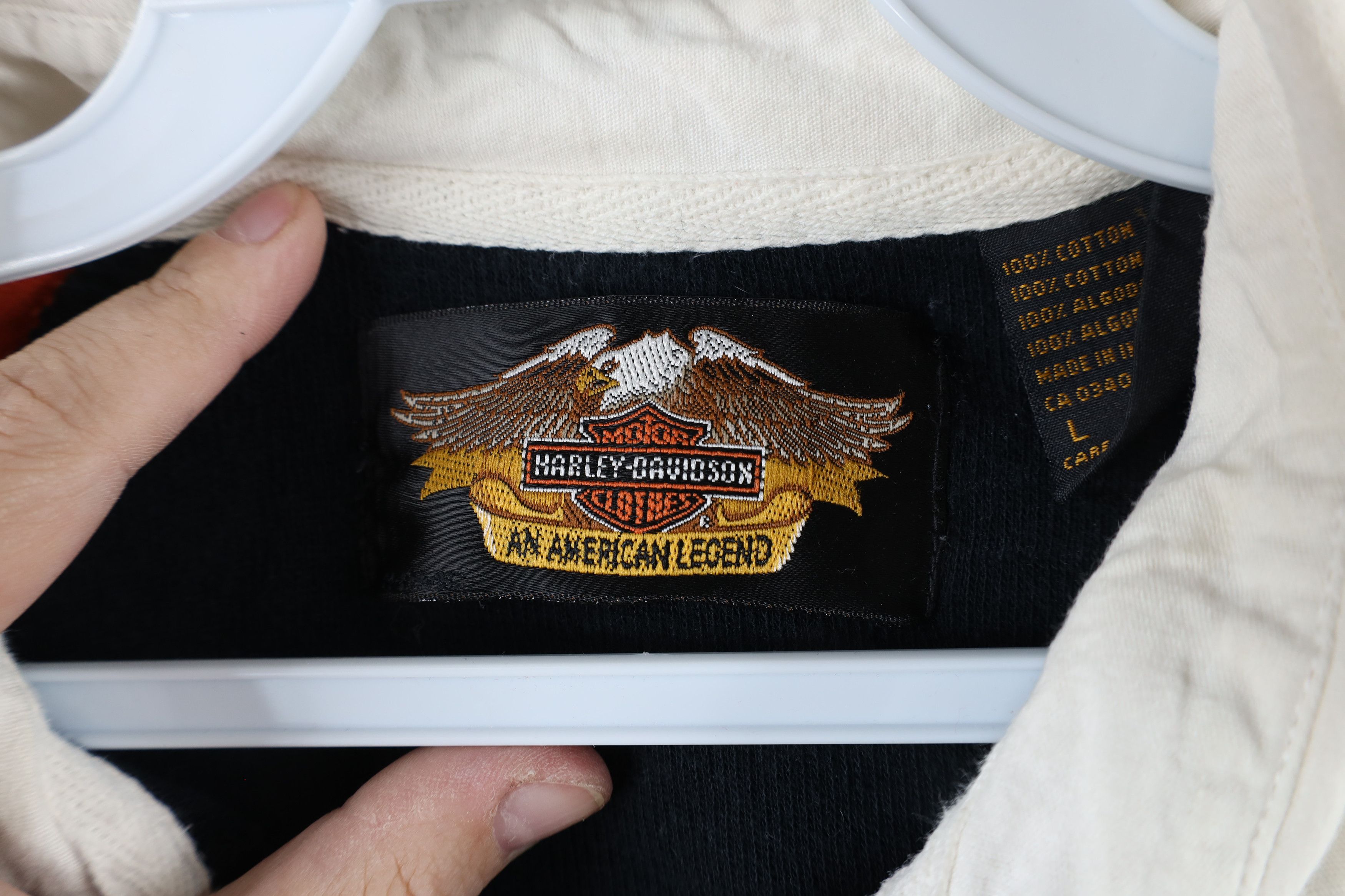 Harley Davidson × Vintage Vintage Y2K 2003 Harley Davidson Knit Long Sleeve Rugby Polo Size US L / EU 52-54 / 3 - 5 Thumbnail