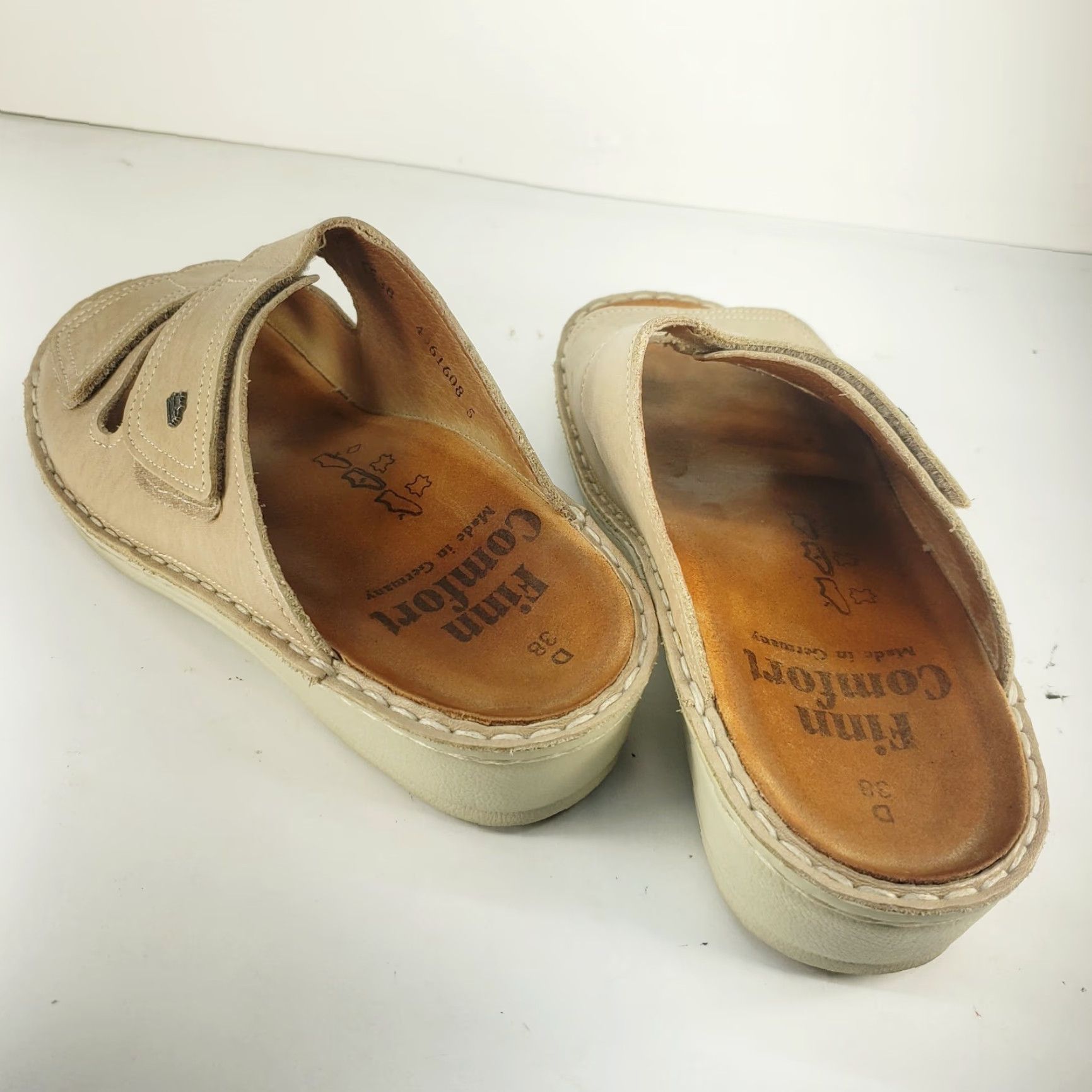 Vintage Finn Comfort Sandal Women Slide Sansibar 7.5D Wide 38 Beige Leather Hook & Loop Arch Support Slip Resistant Casual Travel Summer Size US 8 / IT 38 - 5 Thumbnail