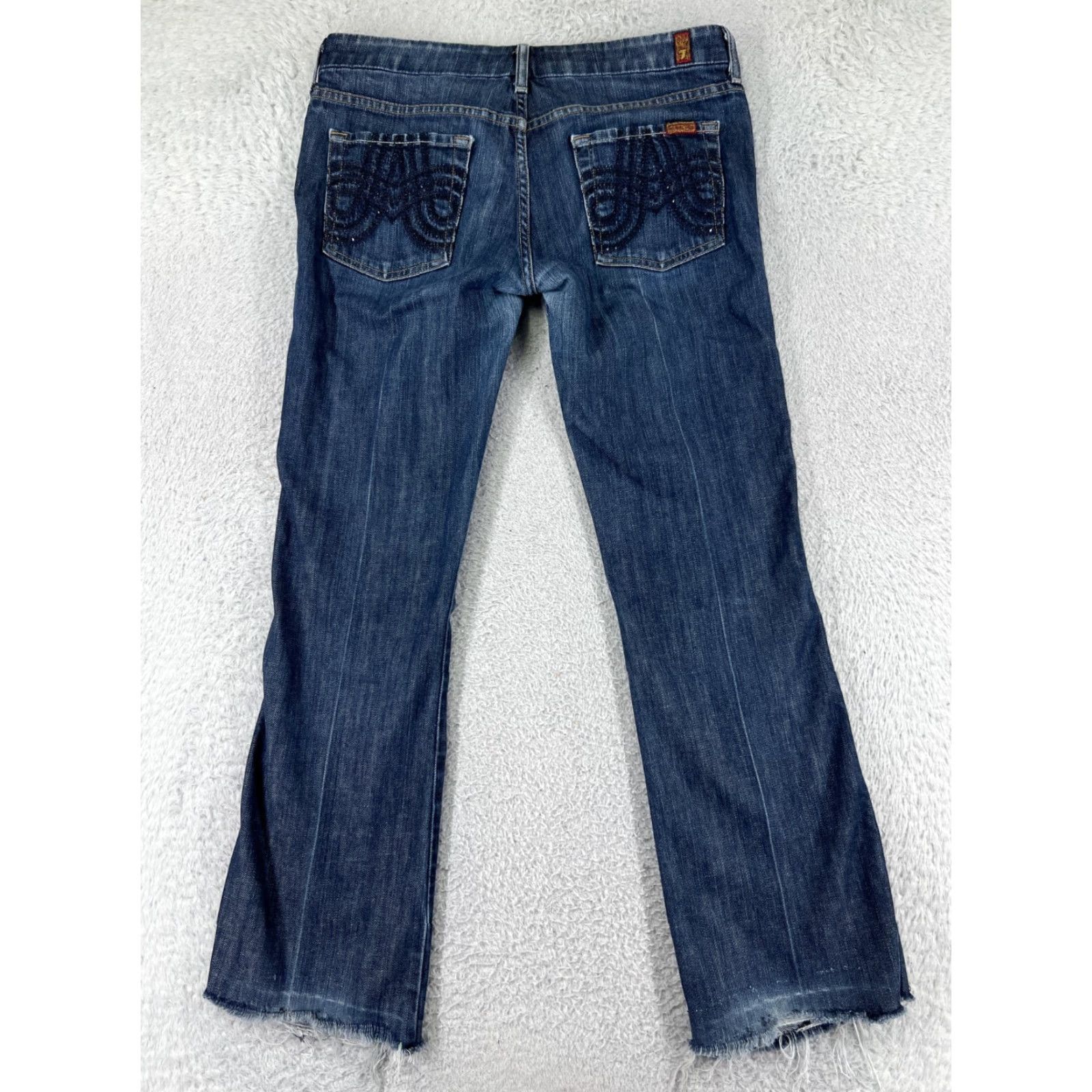Vintage VINTAGE Seven7 Jeans Women 30 Blue Denim Bootcut A Pocket Low Rise Stretch Raw Hem Size 30" / US 8 / IT 44 - 2 Thumbnail