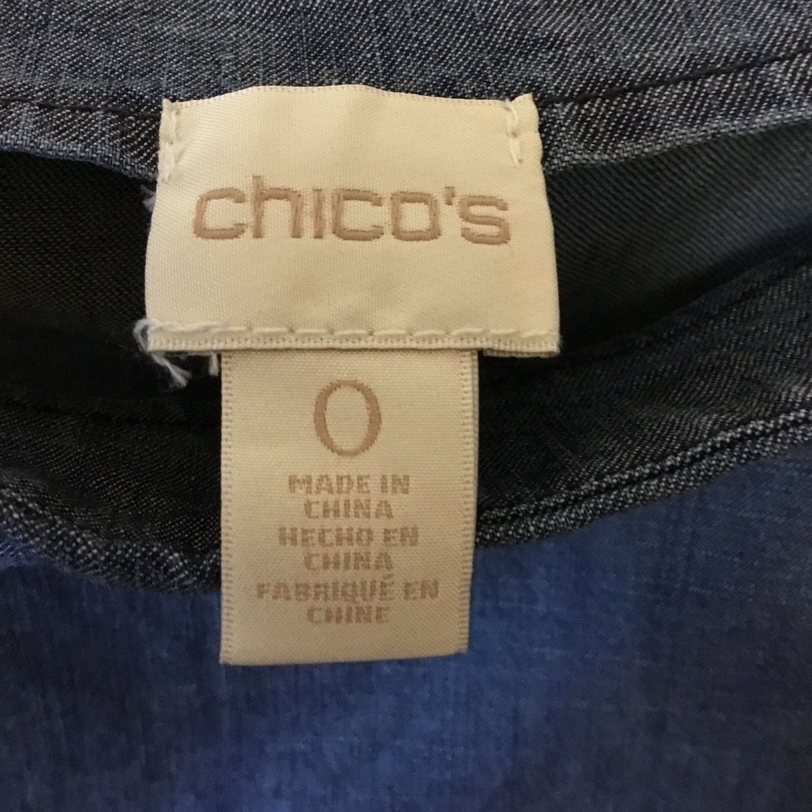 Chicos Chico's Blue Jean Square Neck Long-Sleeve Top Size XS / US 0-2 / IT 36-38 - 6 Thumbnail