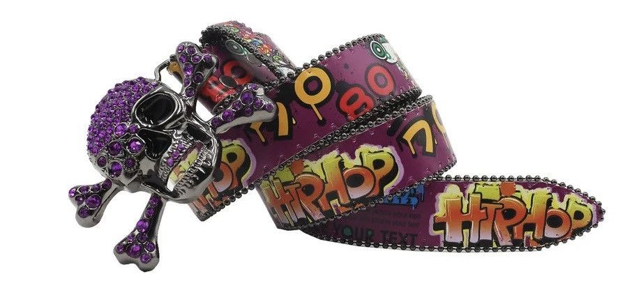 Japanese Brand Skull Rhinestones Crystal Studded Belt Pin Buckle Size ONE SIZE - 2 Thumbnail