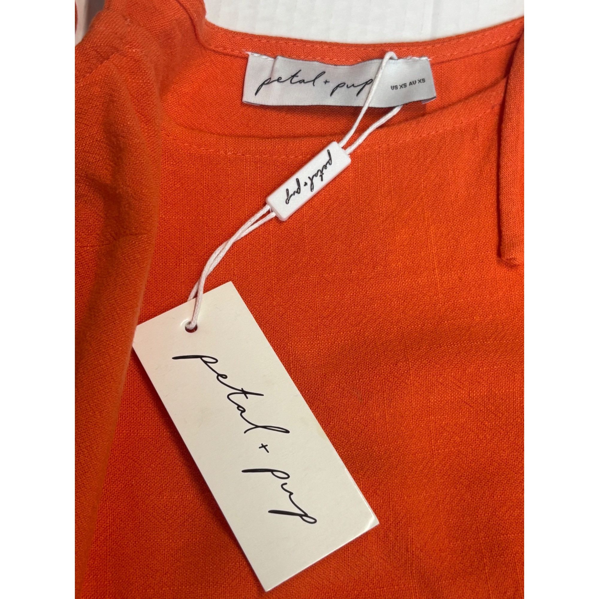 Other Petal & Pup Emerson Tie Strap Linen Blend Minidress, Orange, Size XS / US 0-2 / IT 36-38 - 9 Thumbnail