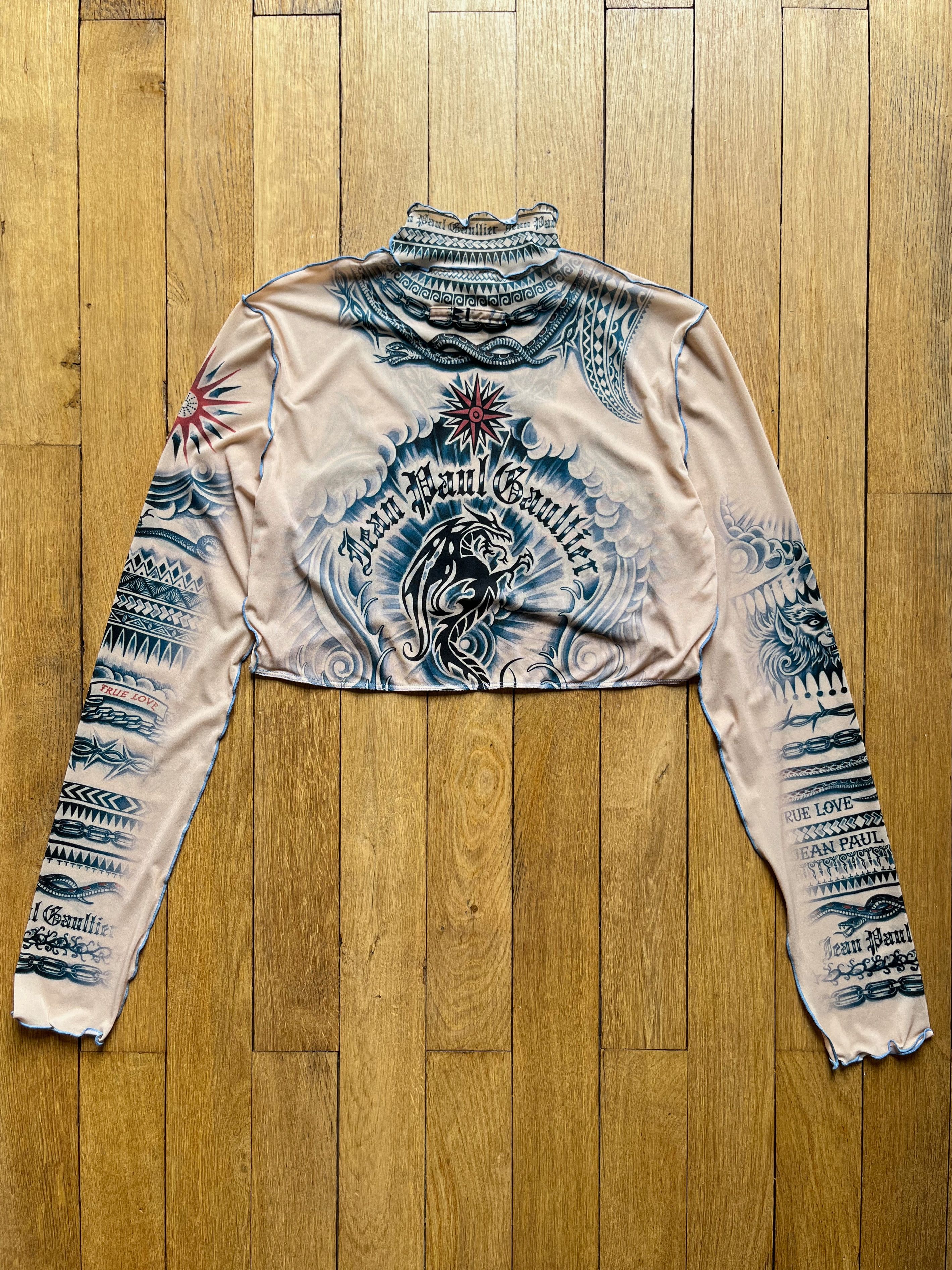 Jean Paul Gaultier Jean Paul Gaultier cropped tattoo print top Size XL / US 12-14 / IT 48-50 - 2 Thumbnail