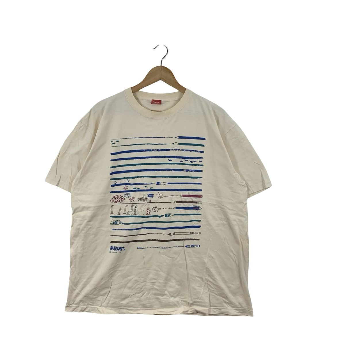 Vintage Vintage HABU BOX JAPAN Souvenir Crayon Illustration Tee Size 3XL / US 20-22 - 3 Thumbnail