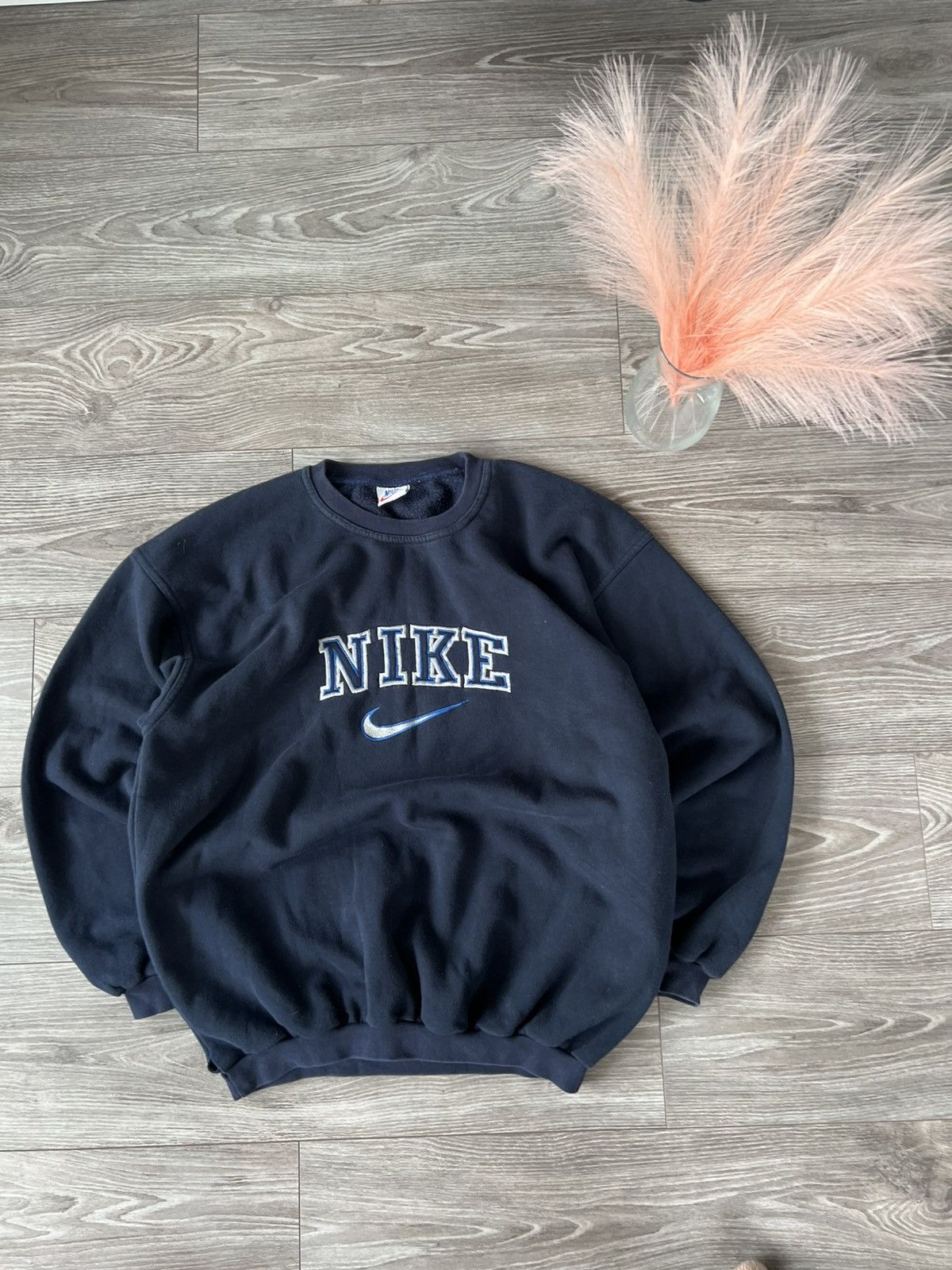 Other Vintage Nike Knit Central Logo Oversize Crew Neck Sweatshirt Size US L / EU 52-54 / 3 - 6 Thumbnail