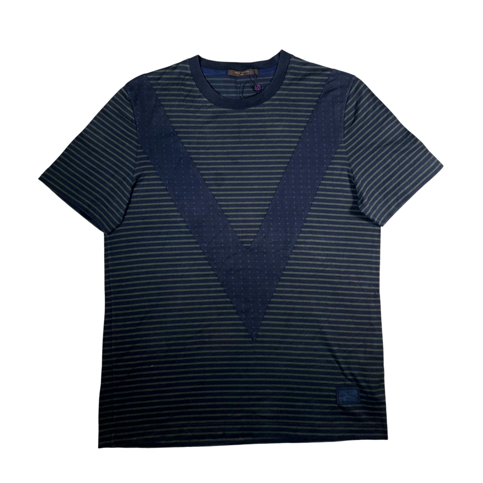Louis Vuitton Louis Vuitton Striped V Green & Blue Tee Size US L / EU 52-54 / 3 - 1 Thumbnail