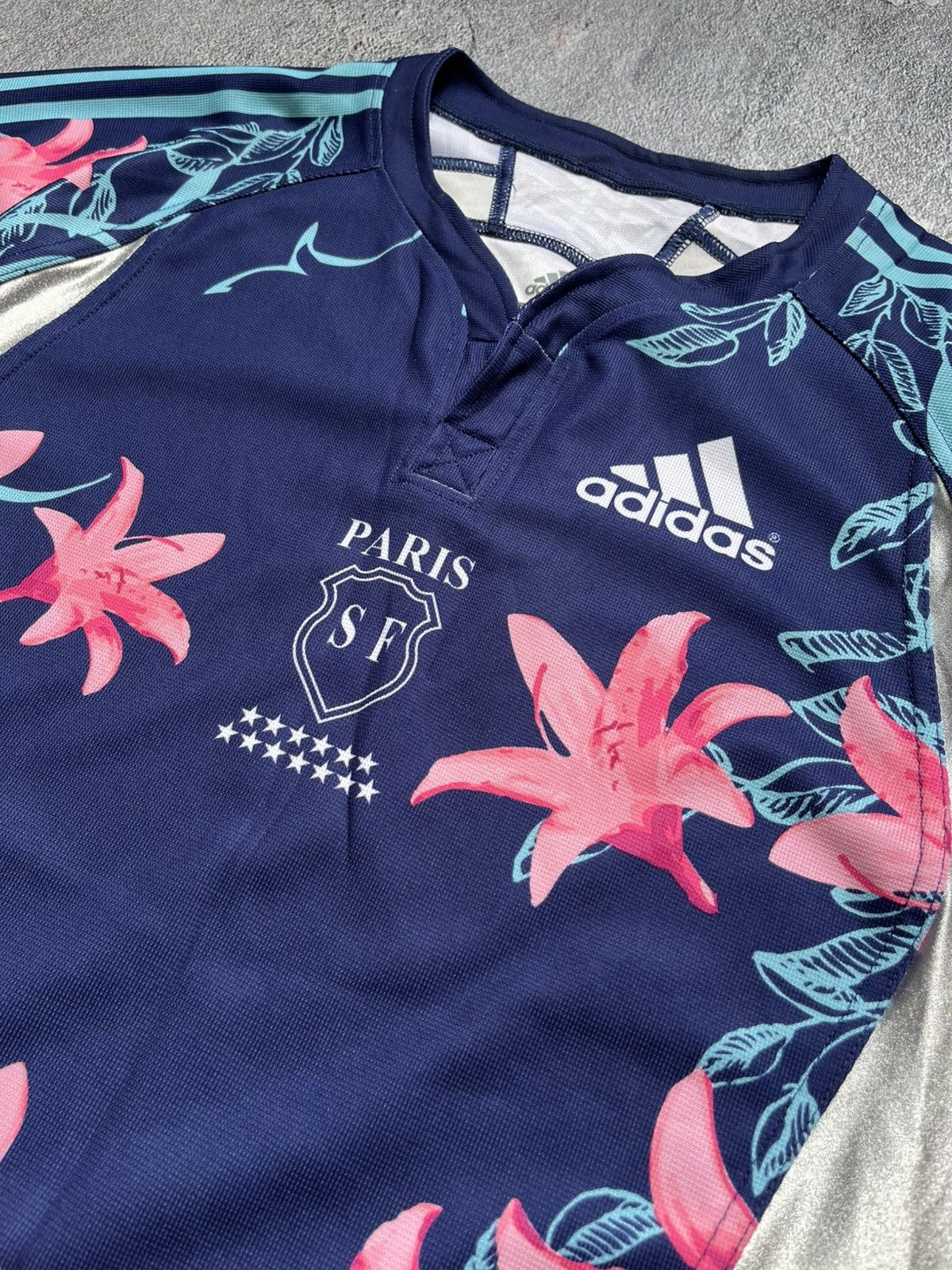 Adidas Adidas France Paris SF Rugby Jersey Flowers Short Sleeves Size US XXL / EU 58 / 5 - 2 Thumbnail
