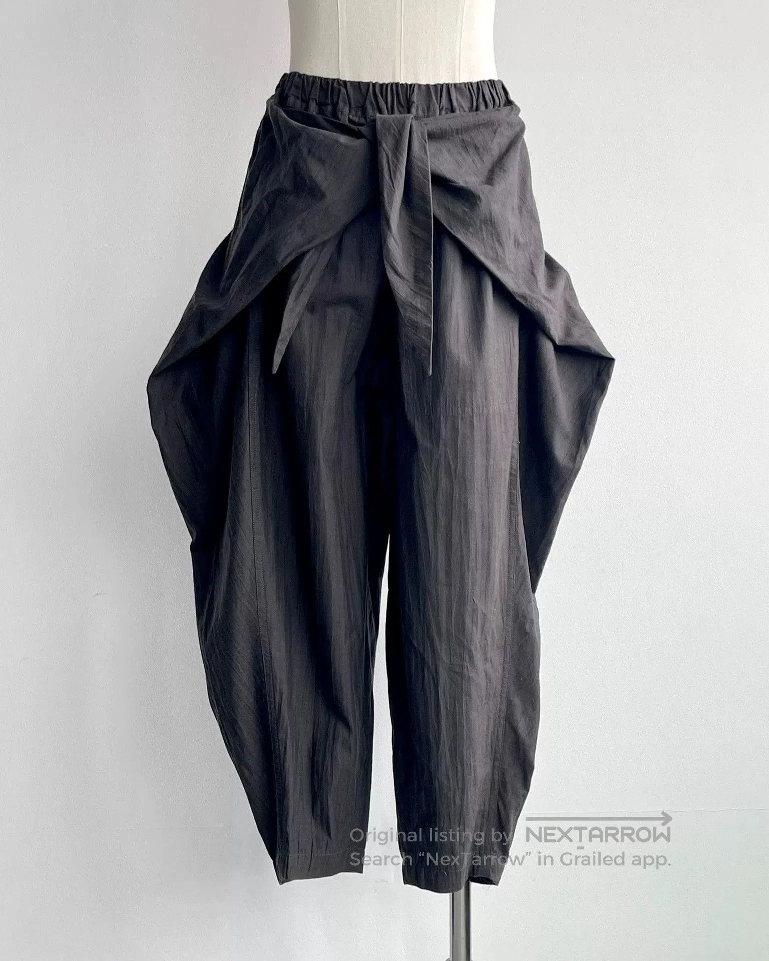 Japanese Brand Gray Wide-Leg Pants with Ties. Size 26" / US 2 / IT 38 - 6 Thumbnail