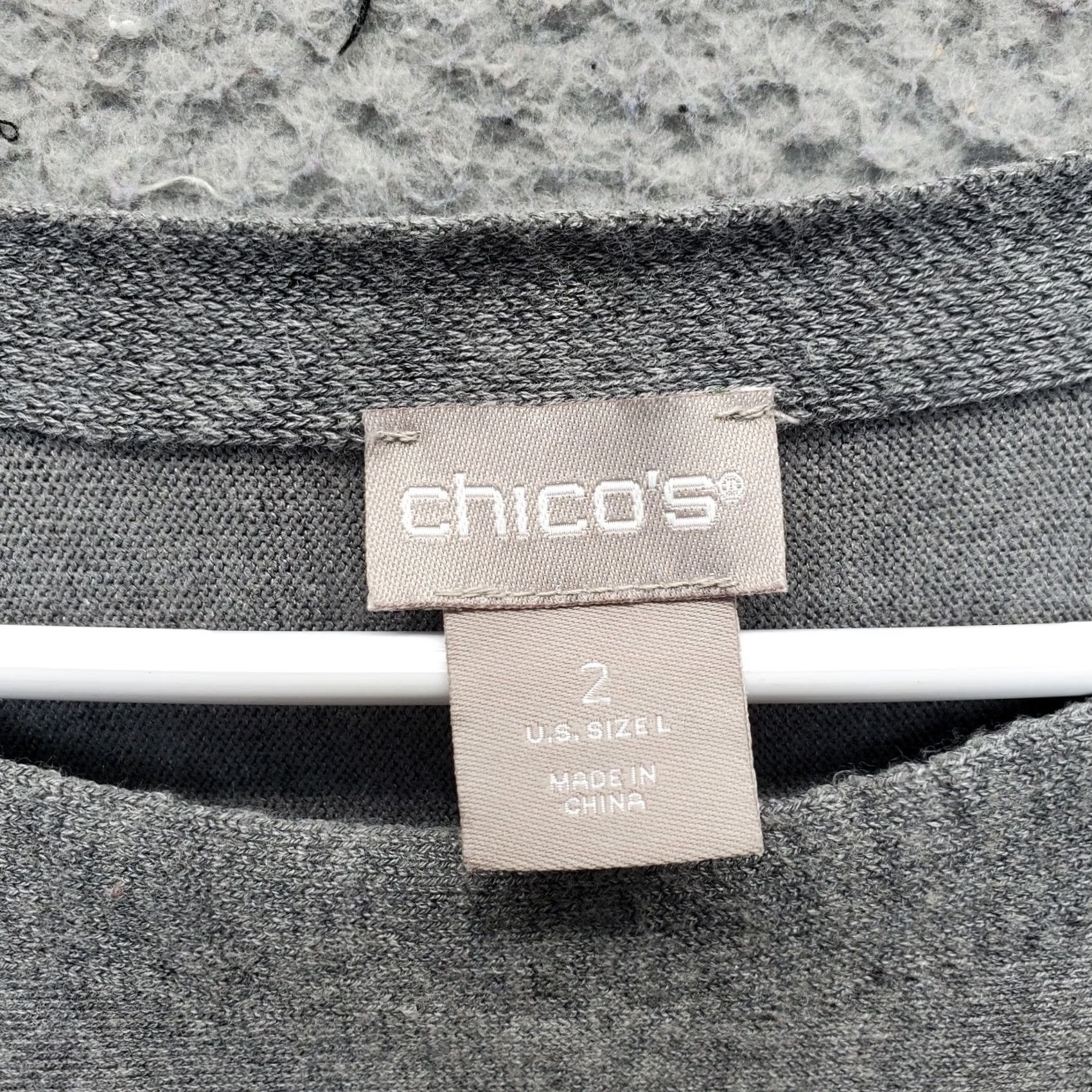 Vintage Chico's Tunic Top Womens Size L Gray Knit Long Sleeve Round Neck Curved Hem Size L / US 10 / IT 46 - 5 Thumbnail