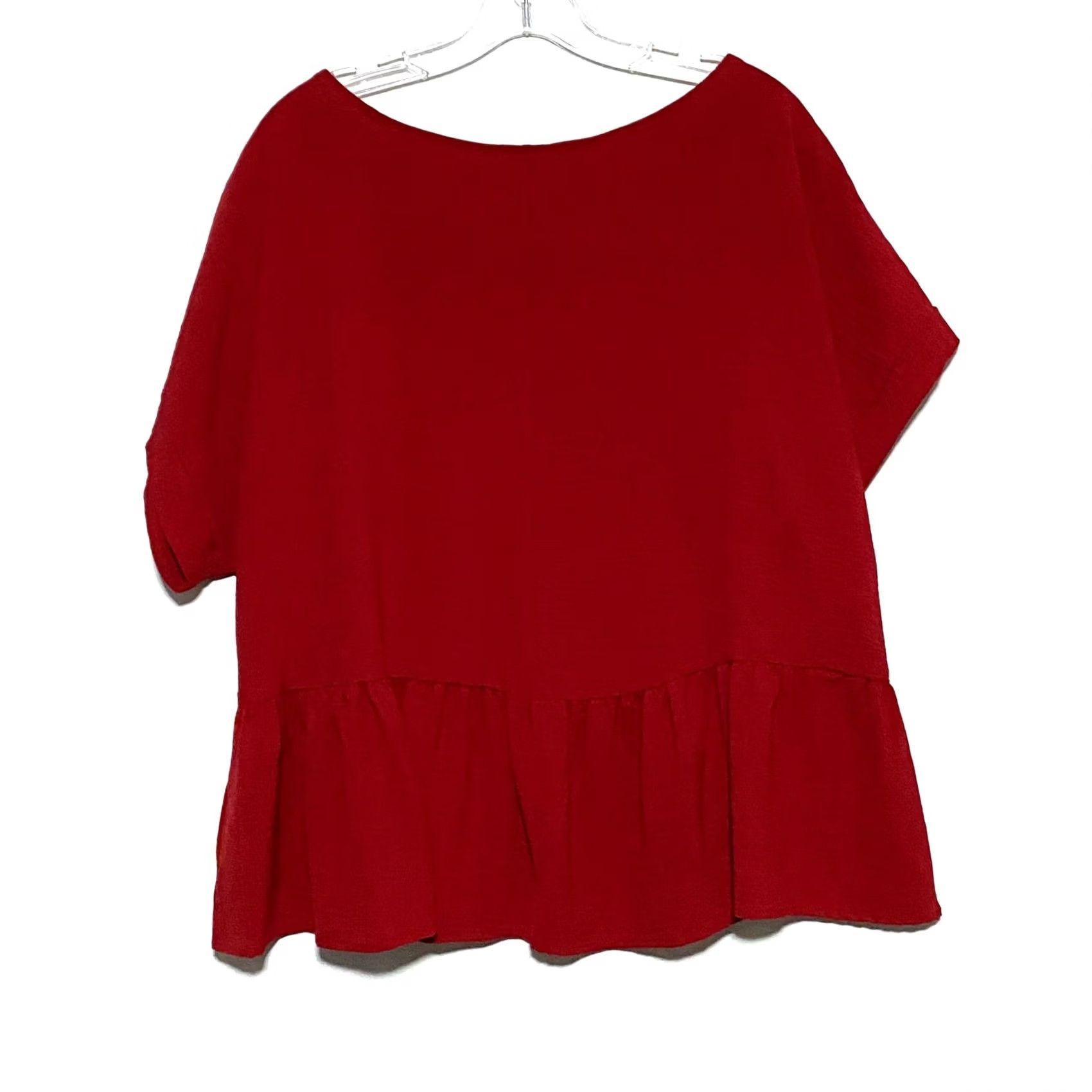 Vintage ee:some Red Blouse Top Dolman Sleeve Ruffle Hem Womens Medium Polyester Shirt Womens Medium Blouse Red Dolman Sleeve Ruffle Hem Tee? Size M / US 6-8 / IT 42-44 - 3 Thumbnail