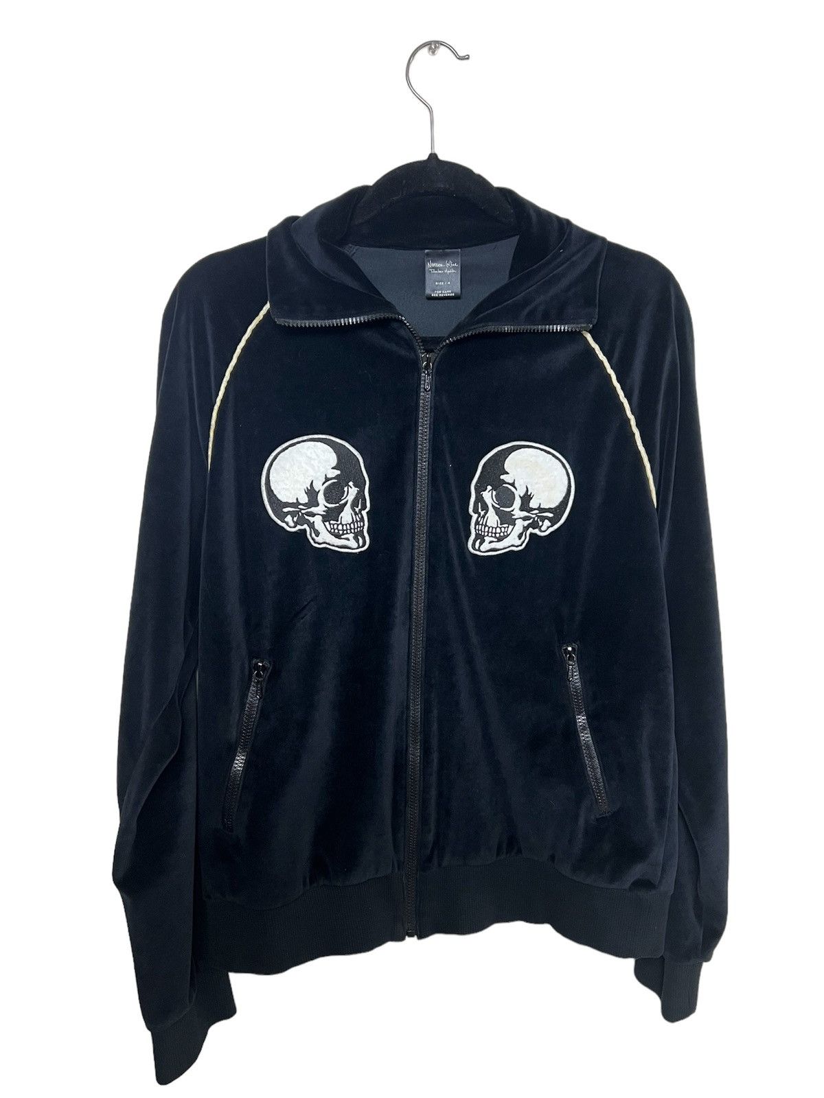 image of Number N Ine Number (N)Ine Skull Velour Jacket in Black, Men's (Size Large)