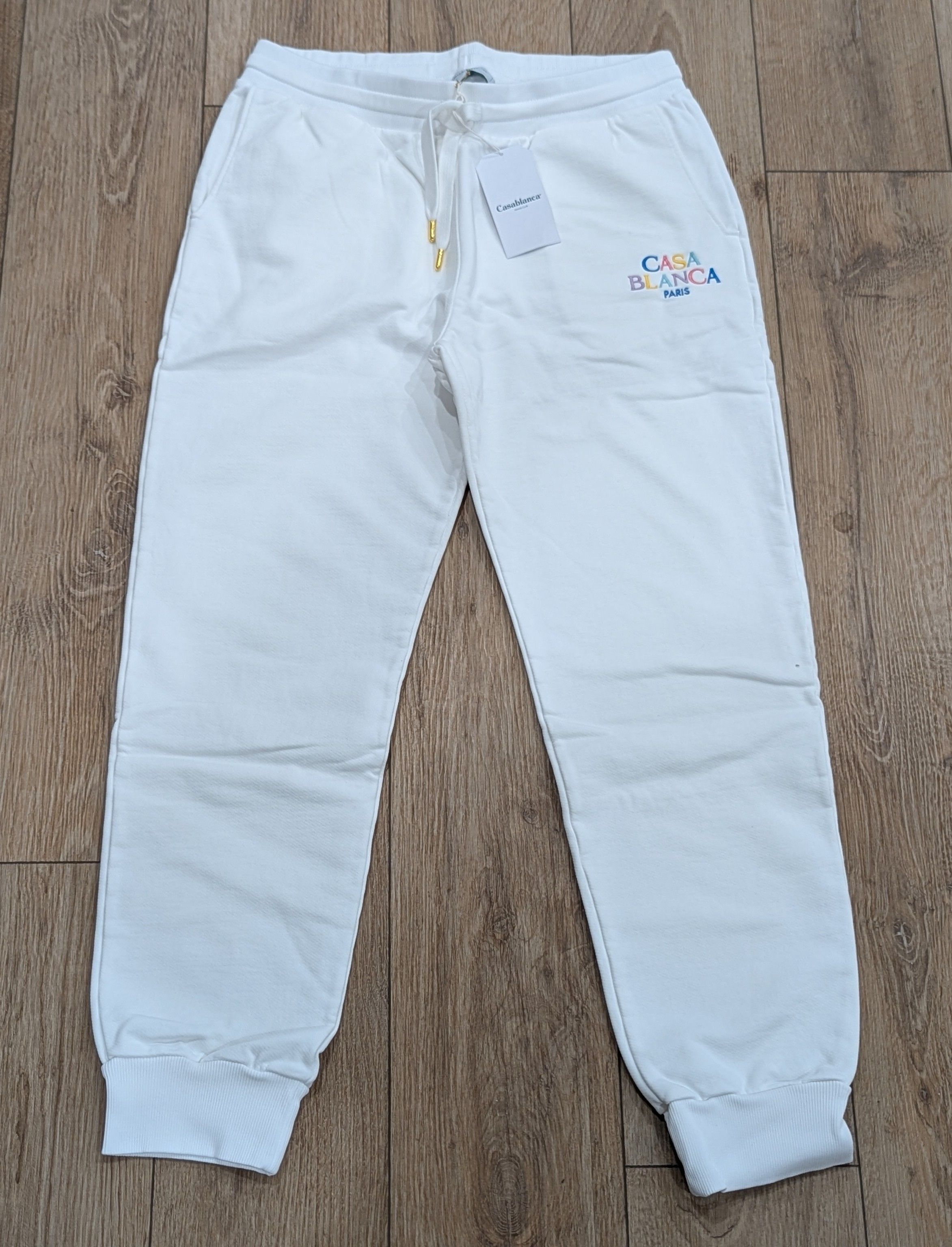 Casablanca Stacked Logo Cotton Jogger Pants White Large