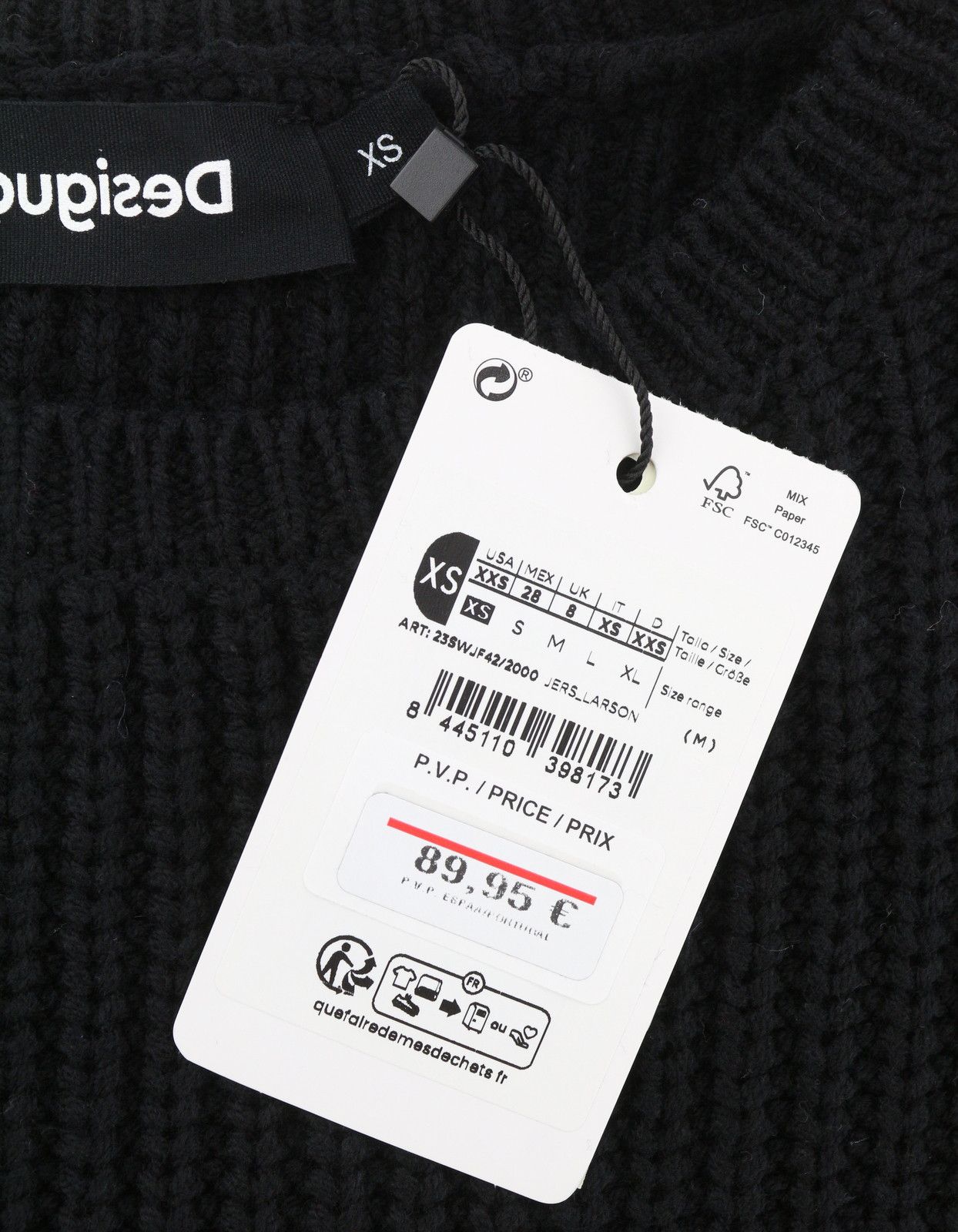 Desigual JERS LARSON XS Black Floral Knit Oversized Jumper 88686 Size XS / US 0-2 / IT 36-38 - 7 Thumbnail