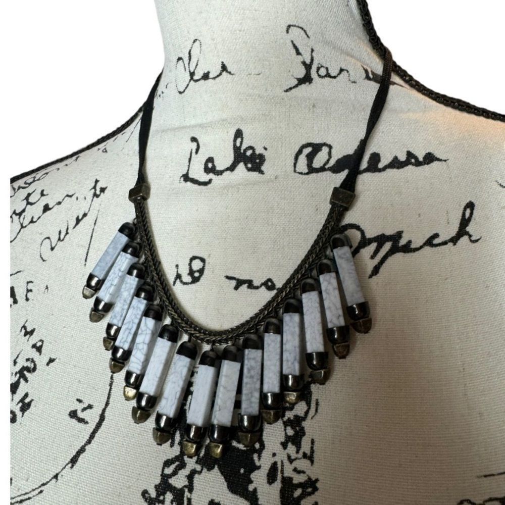 Other White marble dangle statement necklace Size ONE SIZE - 1 Thumbnail
