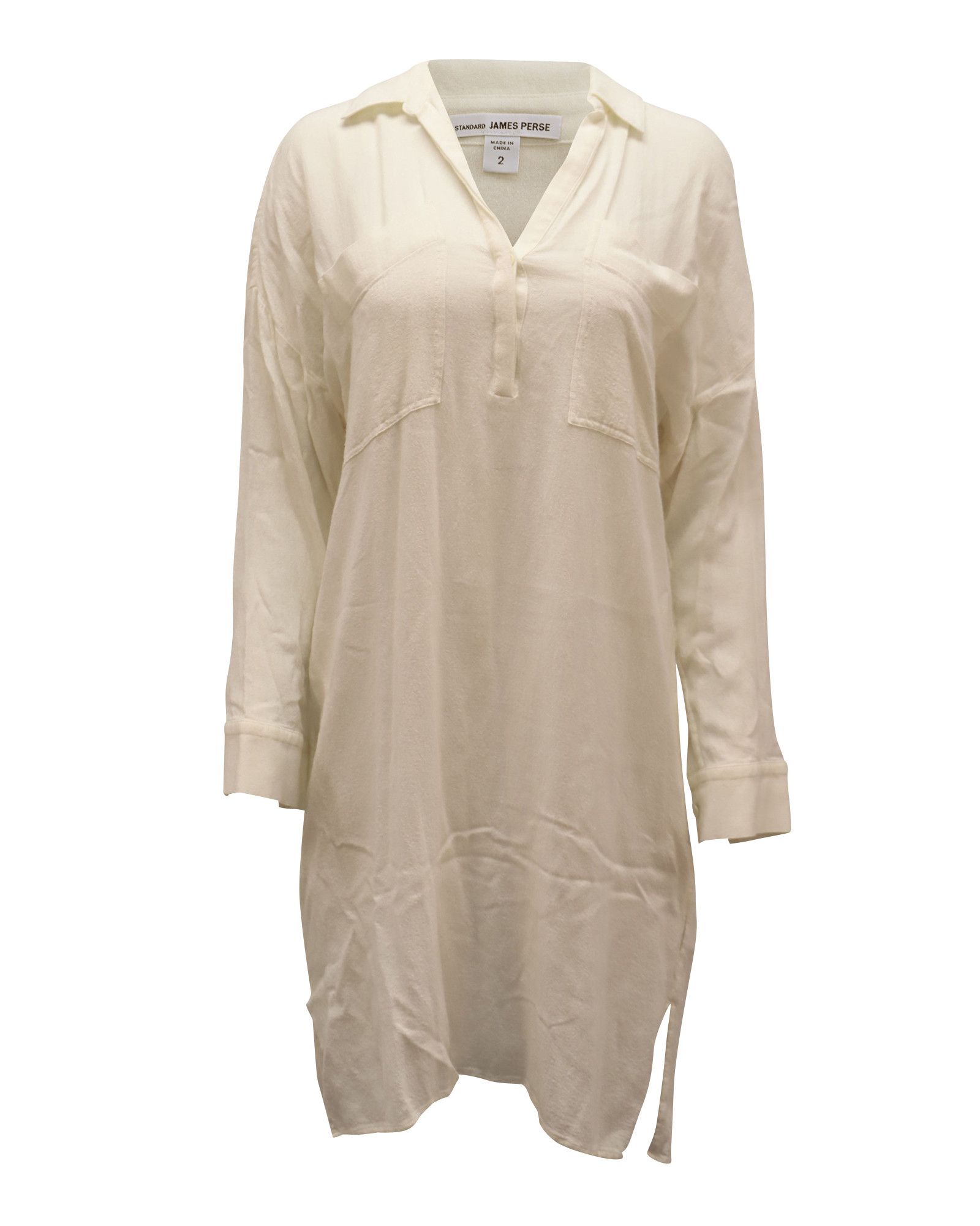 James Perse James Perse Shirt Dress in Ivory Viscose Size XS / US 0-2 / IT 36-38 - 1 Thumbnail