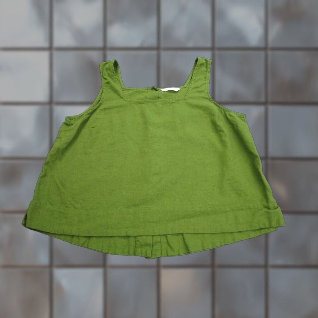 Vintage Lauren Conrad Linen Vest Womens 2XL Green Square Neck Boho Modest Coastal top Size XXL / US 16-18 / IT 52-54 - 1 Thumbnail