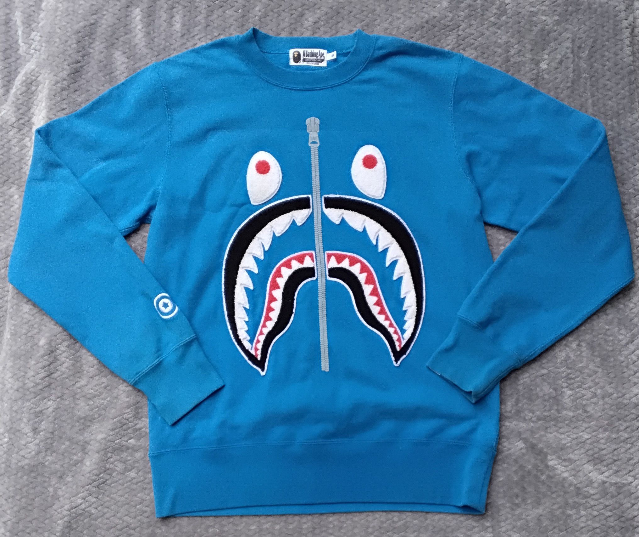 A Bathing Ape Shark Embroidery Crewneck Sweatshirt Blue M, Men's