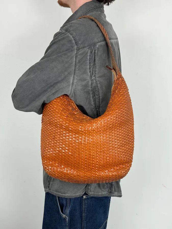 Gucci SS2004 Gucci Cognac Woven Leather Bamboo Handle Hobo Bag by Tom Ford Size ONE SIZE - 5 Thumbnail