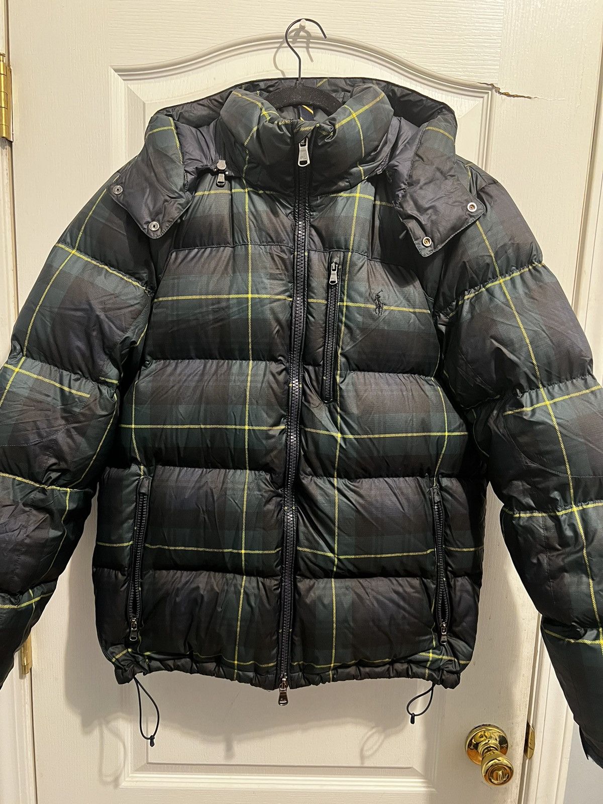 image of Polo Ralph Laurent Plaid Puffer Coat X Streetwear in Black, Men's (Size Medium)