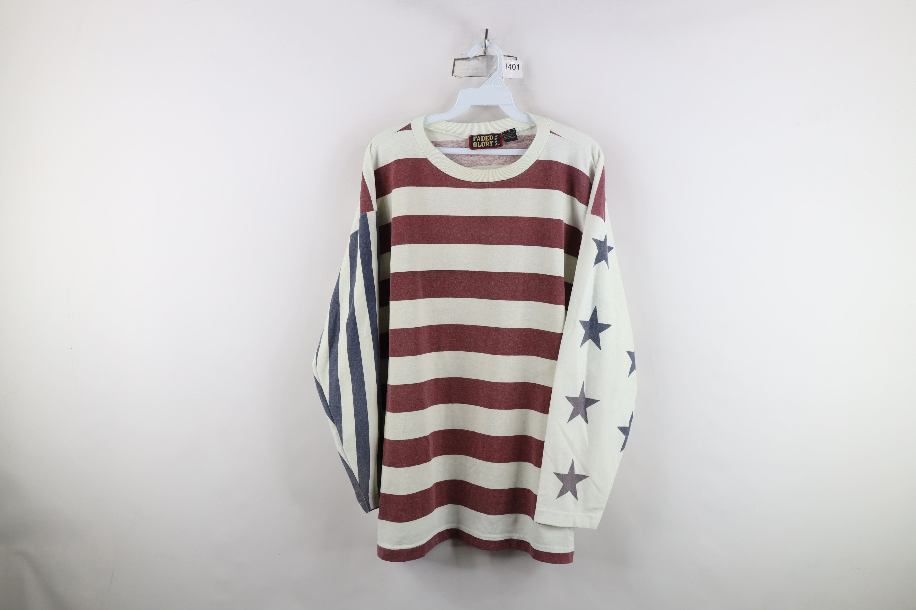 Vintage Vintage 90s Streetwear Flag Baggy Fit Long Sleeve T-Shirt Size US M / EU 48-50 / 2 - 1 Thumbnail