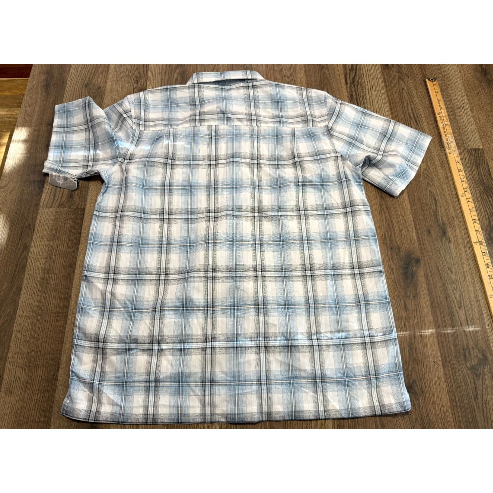 George George Shirt Mens Large Blue White Black Plaid Short Sleeve Button Up Shirt Size US L / EU 52-54 / 3 - 2 Thumbnail