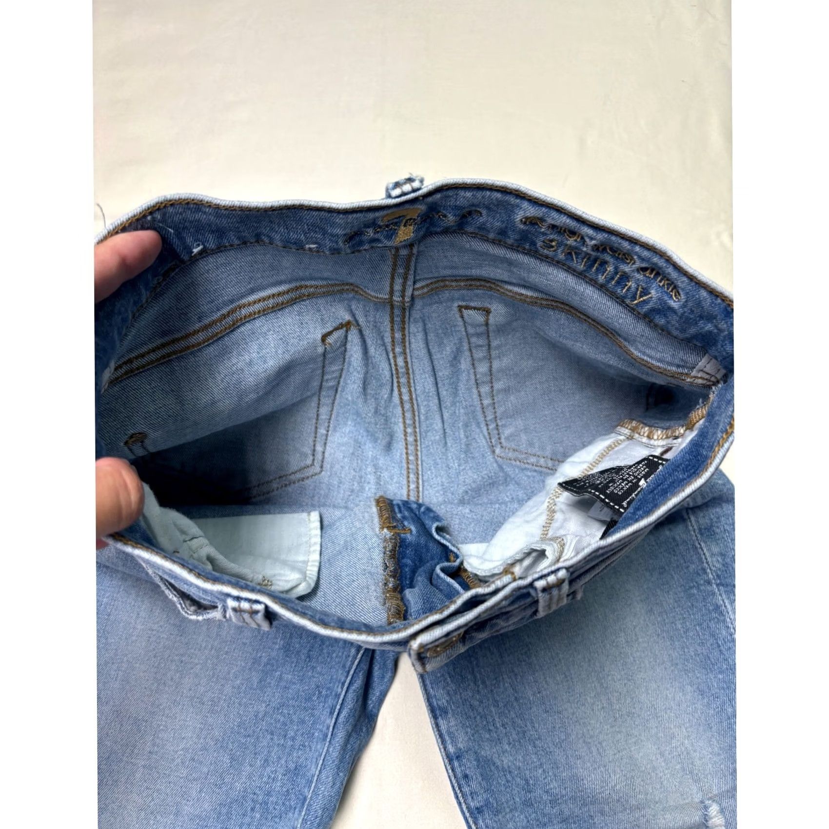7 For All Mankind VINTAGE 7 For All Mankind High Waist Ankle Skinny Jeans Women's 25 Distressed Blue 27in Inseam Womens Jeans Size 42" / US 20 - 4 Thumbnail
