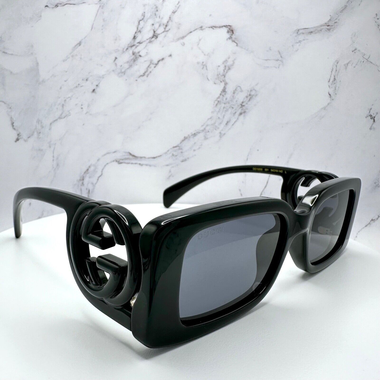 Gucci Gucci Black Sunglasses Square Interlocking GG Logo New Size ONE SIZE - 18 Thumbnail