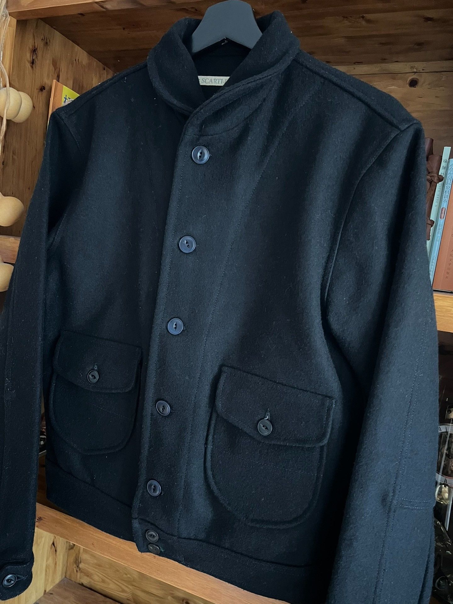 Scarti-Lab Scarti Lab Black Shawl Collar Wool Jacket Size US M / EU 48-50 / 2 - 3 Thumbnail