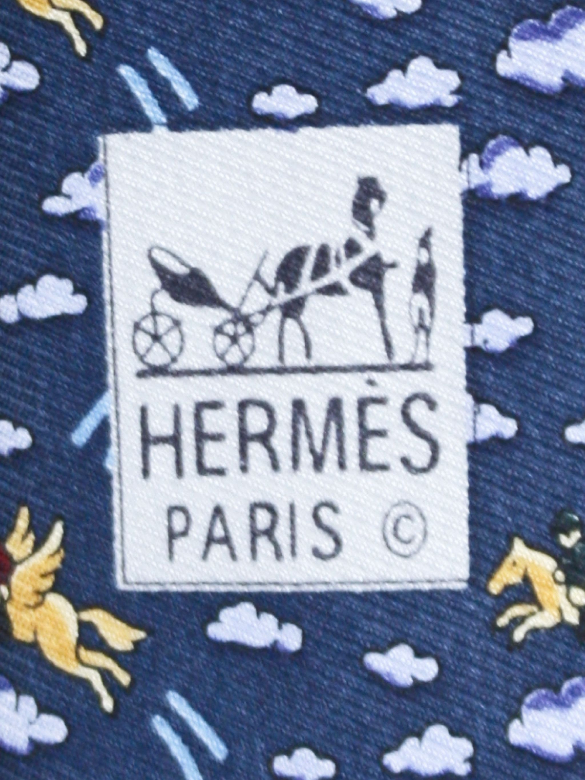 Hermes Hermes Paris Tie Flying Pegasus Horse Print Silk Size ONE SIZE - 5 Thumbnail
